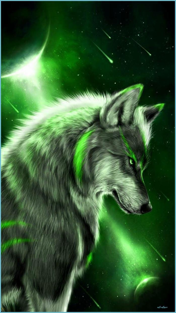 698x1241 Green Wolf Wallpaper Free Green Wolf Background