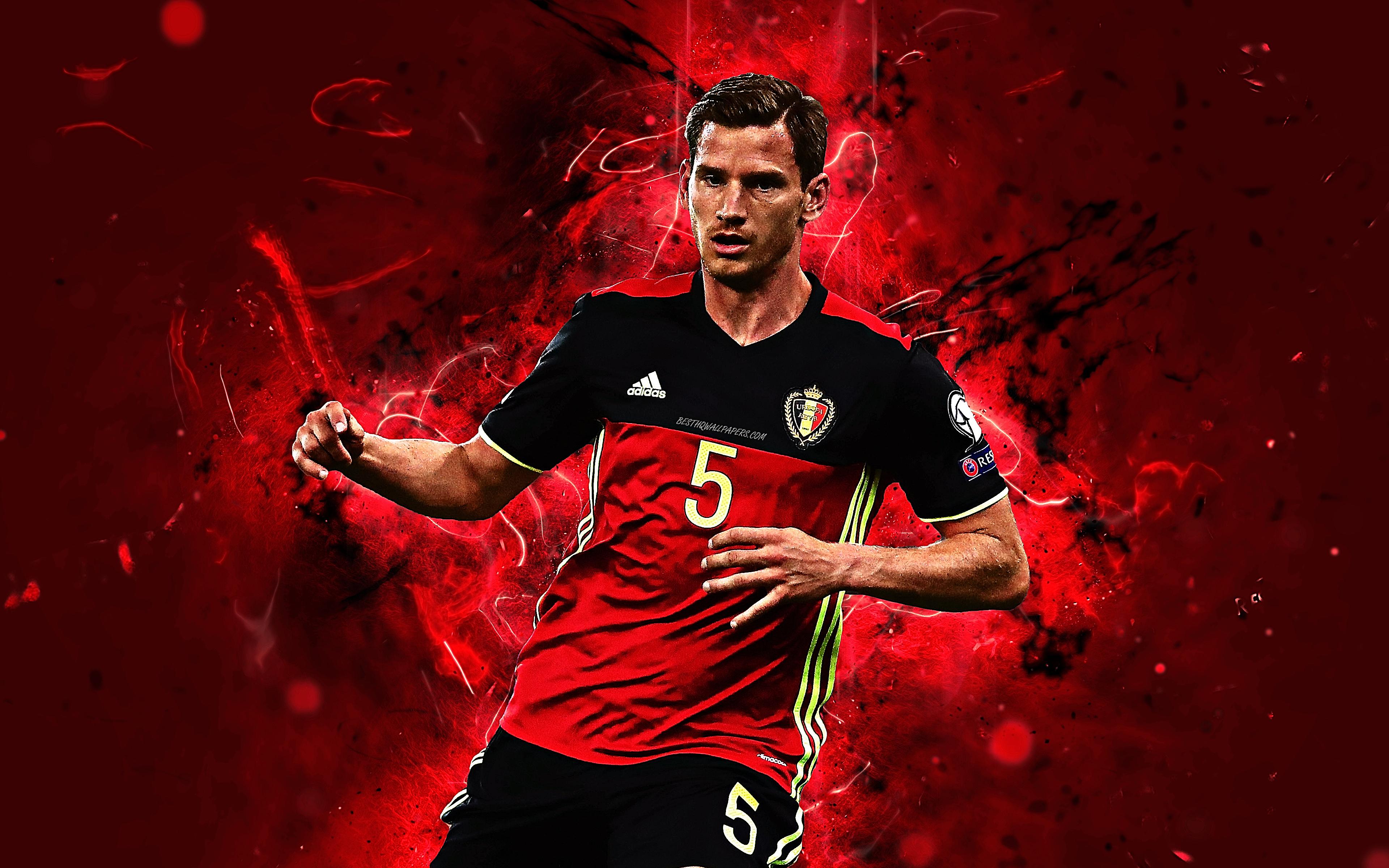3840x2400 Download wallpaper 4k, Jan Vertonghen, abstract art, Belgium National Team, fan art, Vertonghen, soccer, footballers, neon lights, Belgian football team for desktop with resolution 3840x2400. High Quality HD picture wallpaper