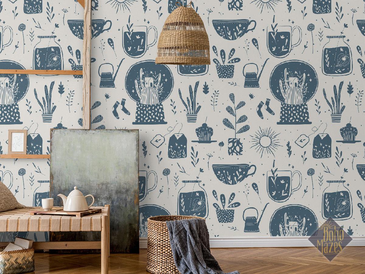 1200x900 Cozy Elements 14 Removable Wallpaper Blue White