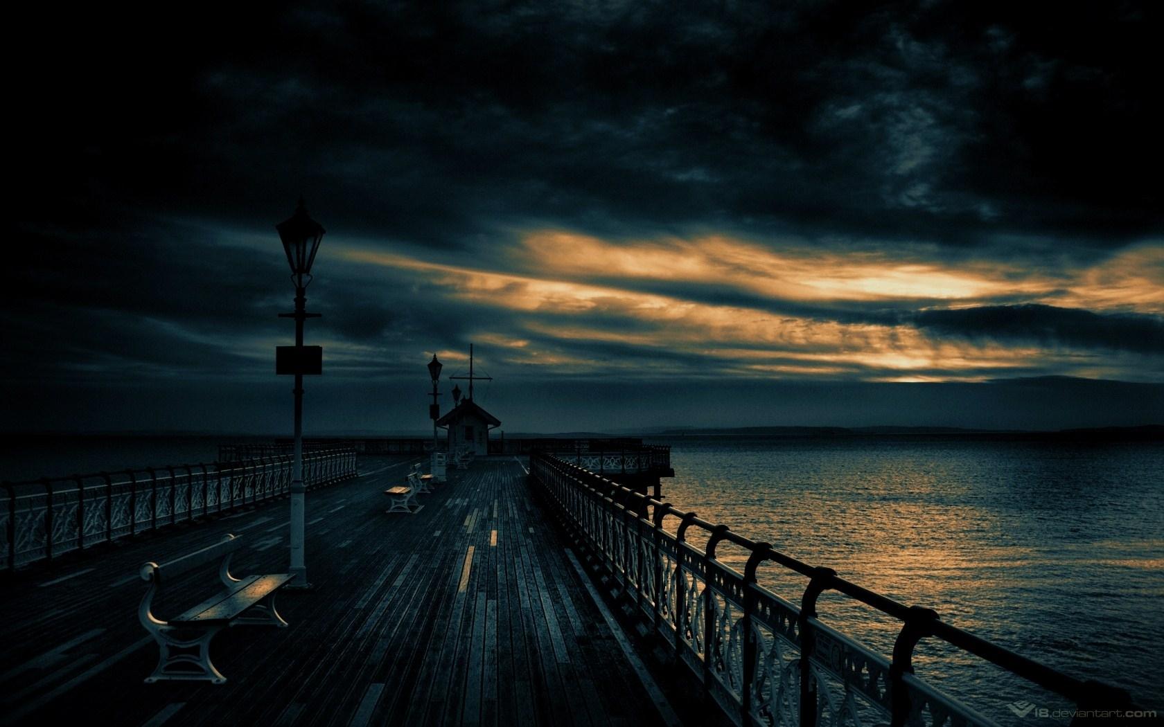 1680x1050 Ocean pier dock sky wallpaperx1050