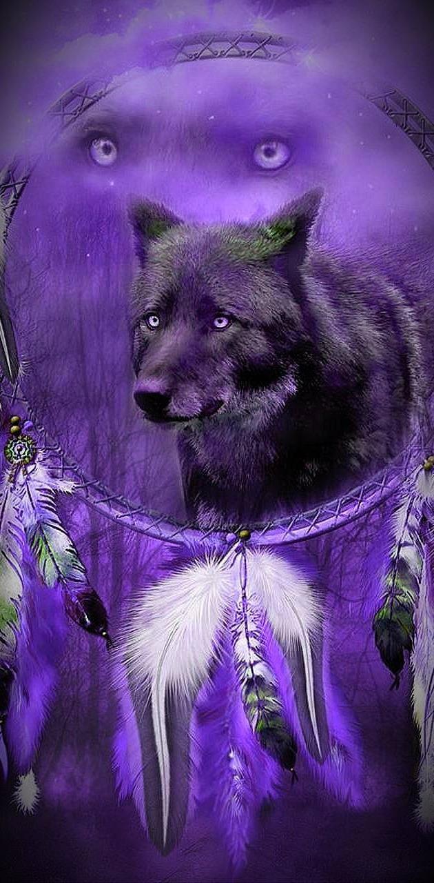630x1280 Midnight wolf wallpaper