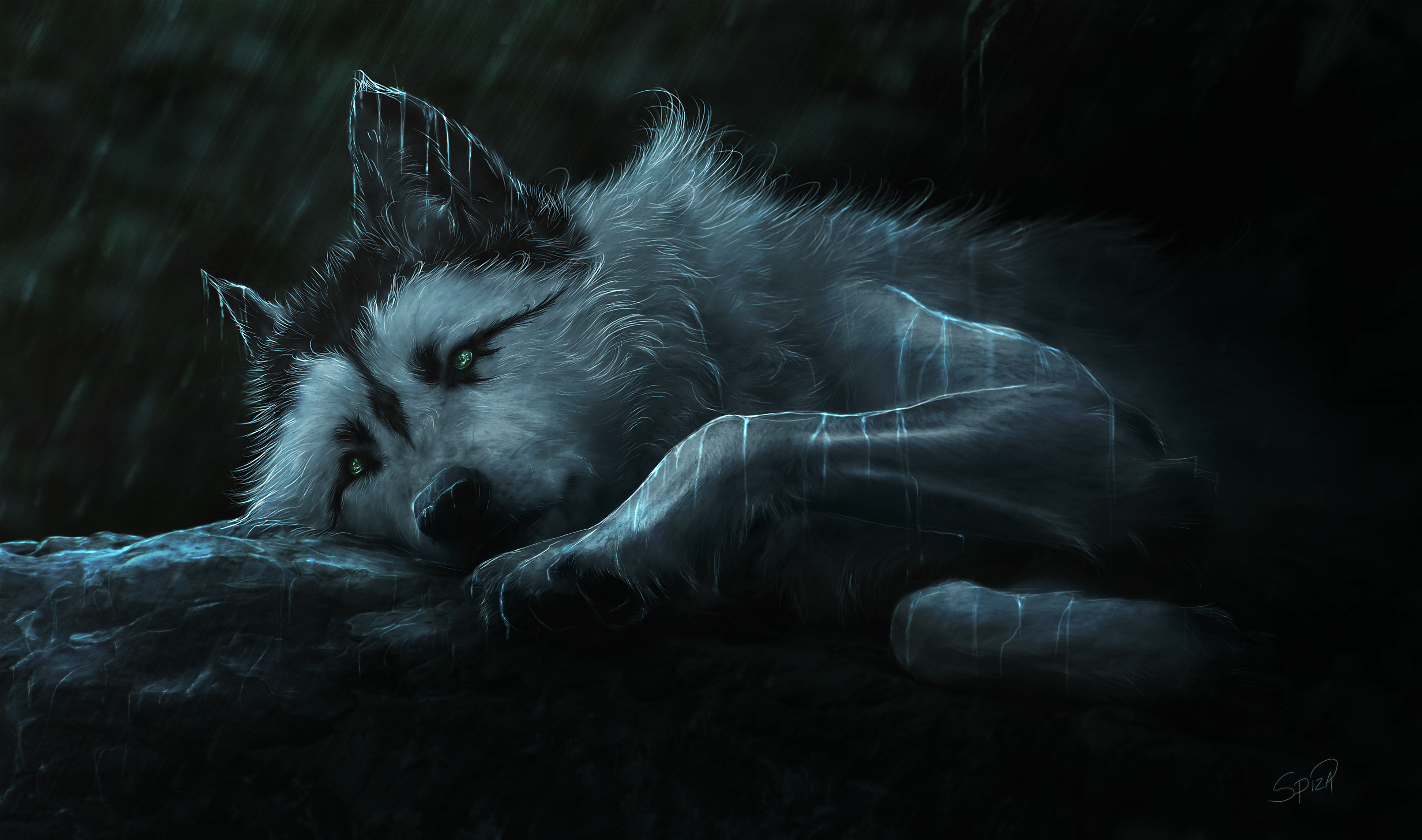 3888x2298 Painting of a Wolf 4k Ultra HD Wallpaper