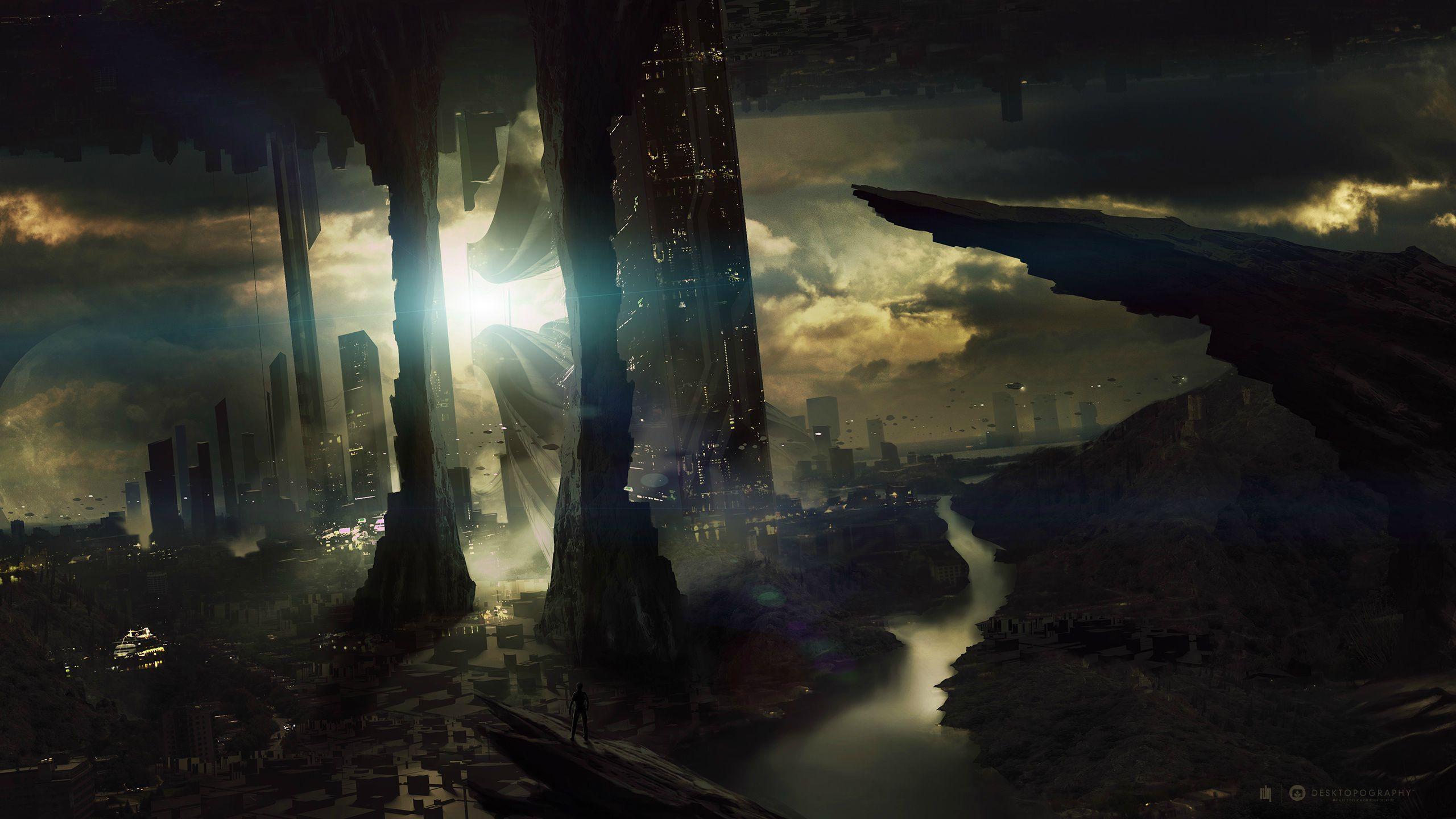 2560x1440 Futuristic Layered City