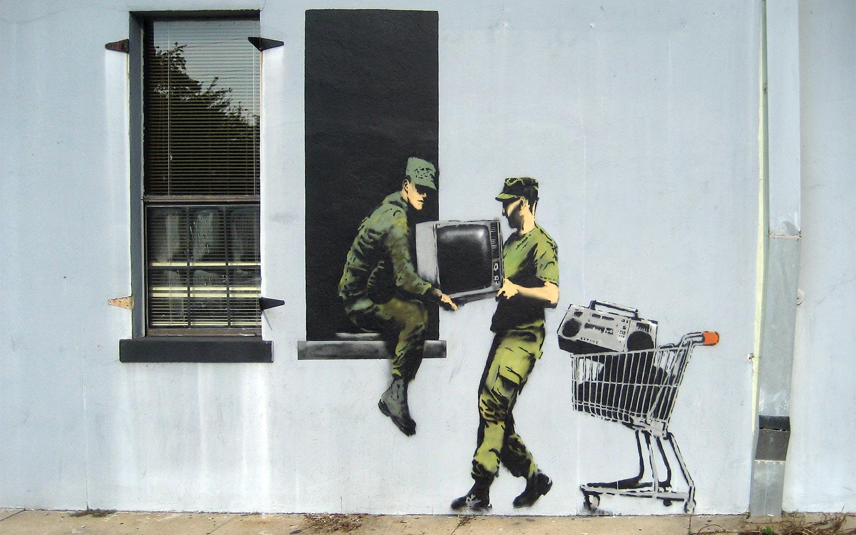 1680x1050 Banksy, street art wallpaper