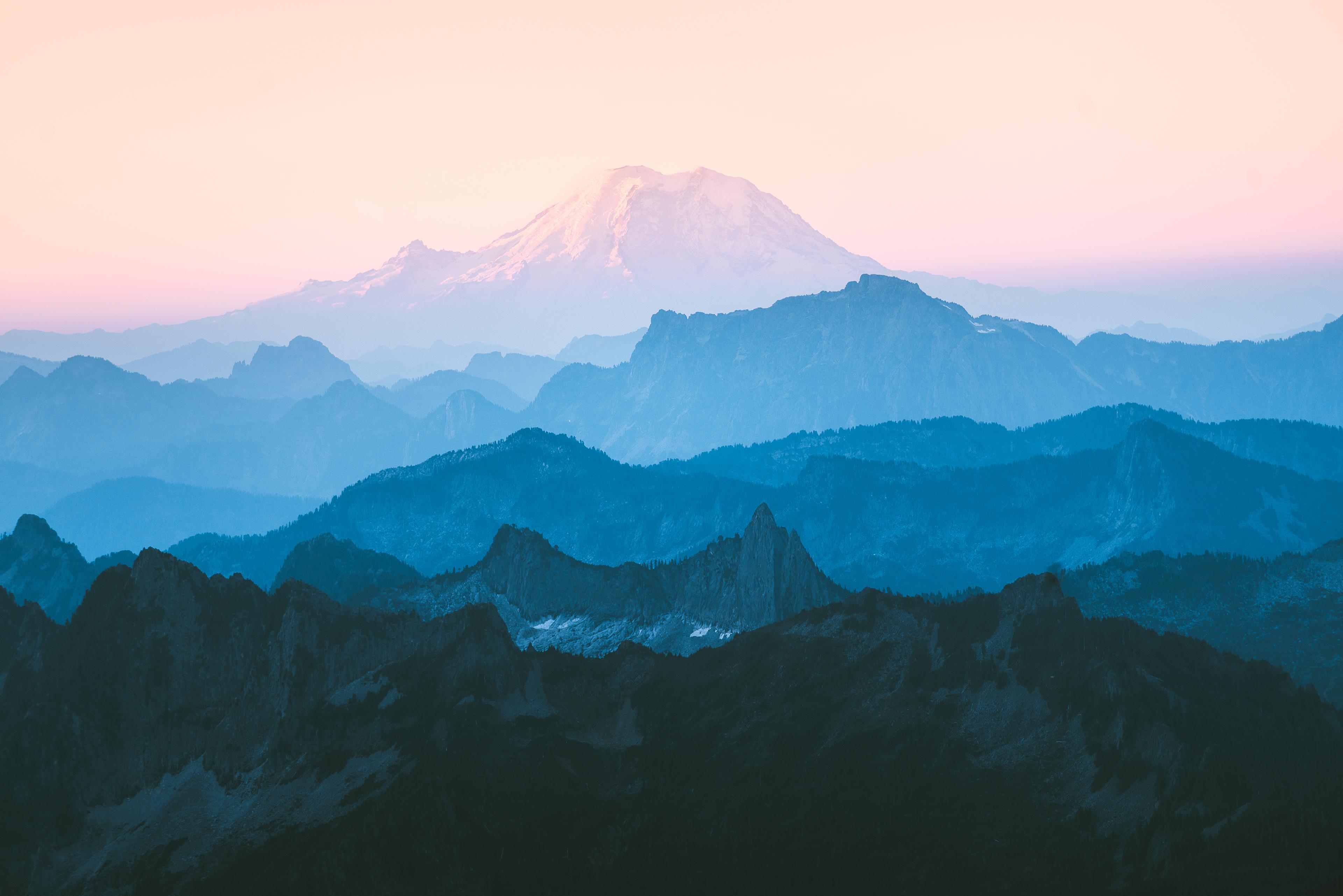 3840x2563 Cascade Range Wallpaper 4K, Mountain range, Foggy, Morning, Layers, Nature