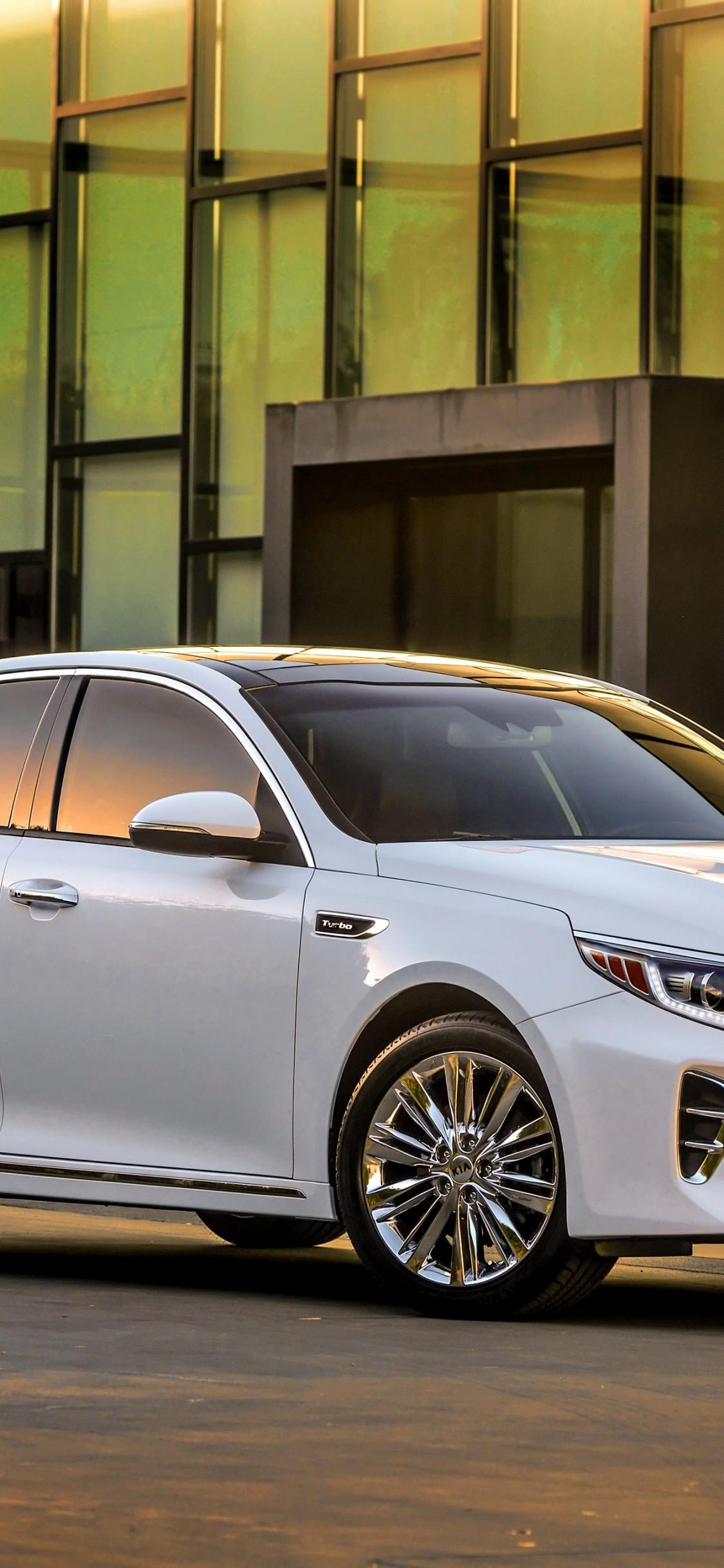 1125x2436 Download 1125x2436 Kia Optima, White, Side View, Cars Wallpaper for iPhone 11 Pro & X