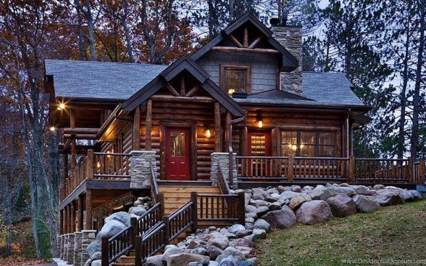 1440x900 Beautiful Winter Cabin Wallpaper Desktop Background
