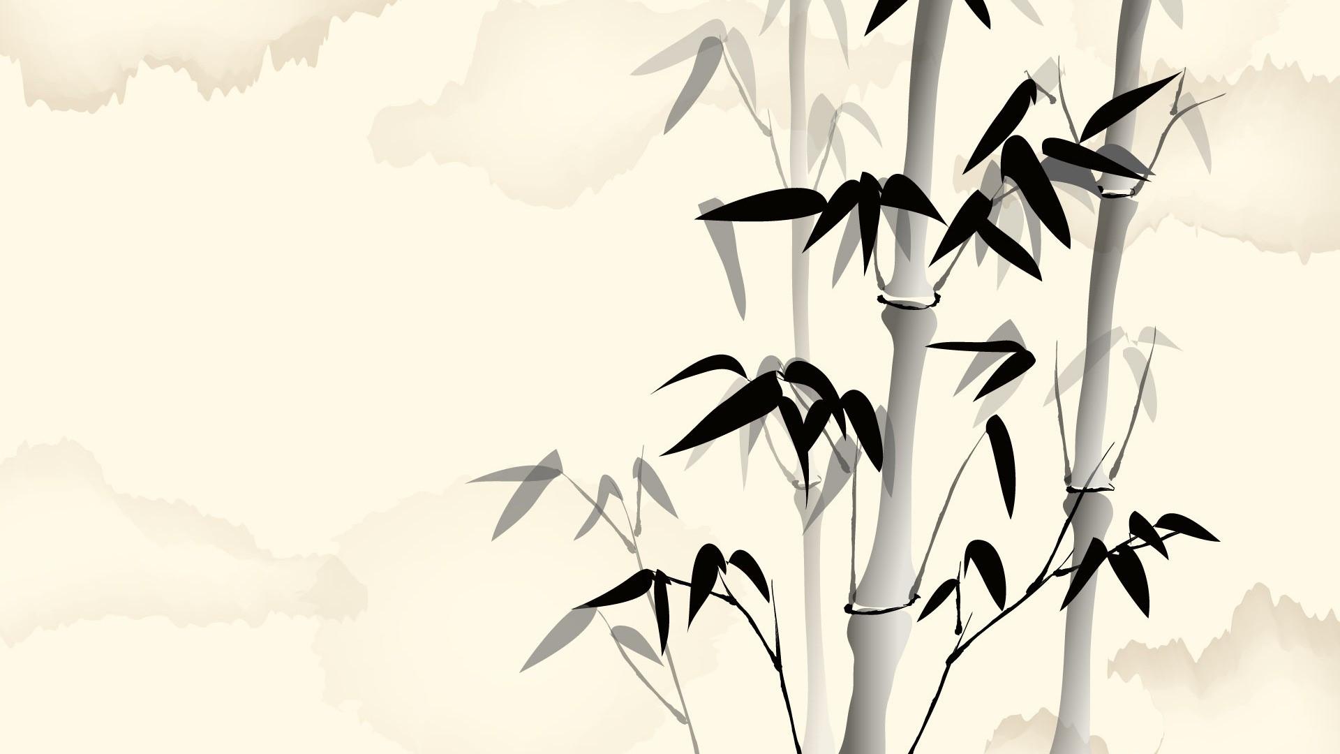 1920x1080 Wallpaper / Chinese Brush Painting, bamboo, wood, minimalism