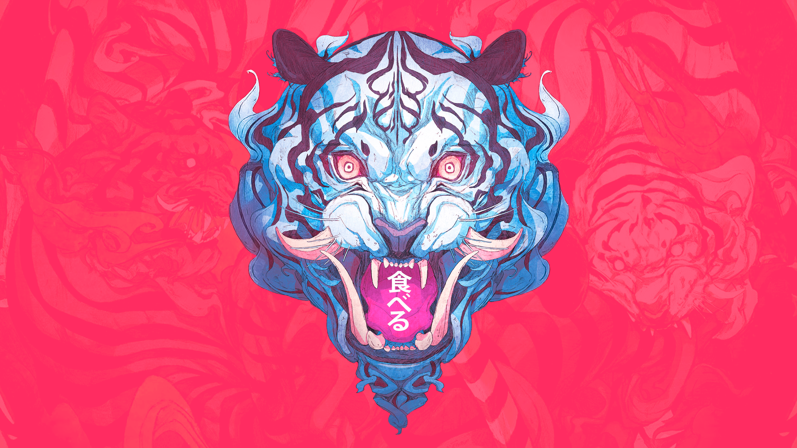 2560x1440 Chun Lo, Japanese Art, tiger, drawing, demon, samurai, illustration, digital art, creature, sketches,. Japanese art, Japanese wallpaper iphone, Drawing wallpaper