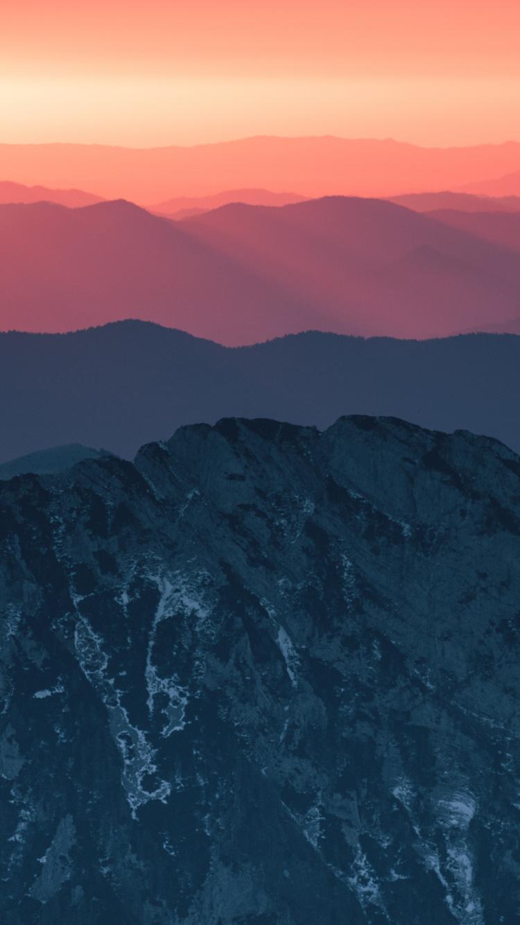 750x1334 Download Calm sunset, horizon, beautiful mountains, nature wallpaper, 750x iphone iPhone 8