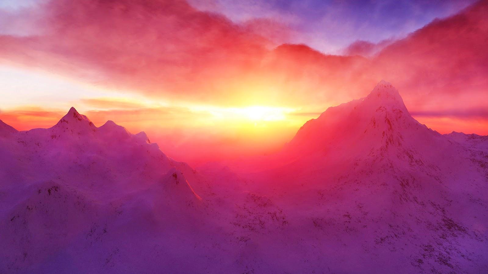 1600x900 Beautiful Nature Image And Wallpaper: Snow Mountain Sunset. Beautiful Nature Image And Wallpaper