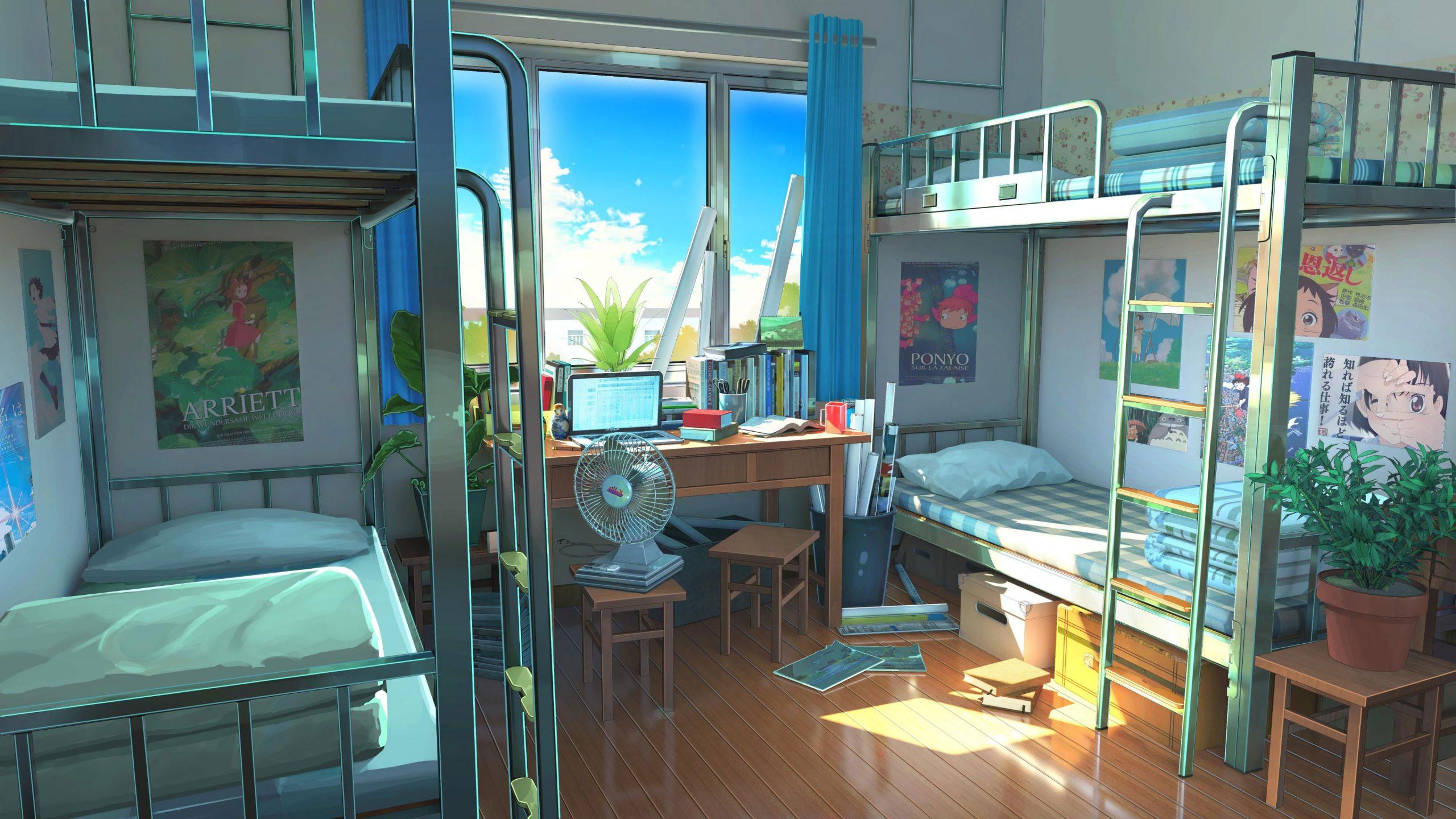 2560x1440 Wallpaper Studying Bed Window Lofi Japanese Manga • Wallpaper For You HD Wallpaper For Desktop & Mobile