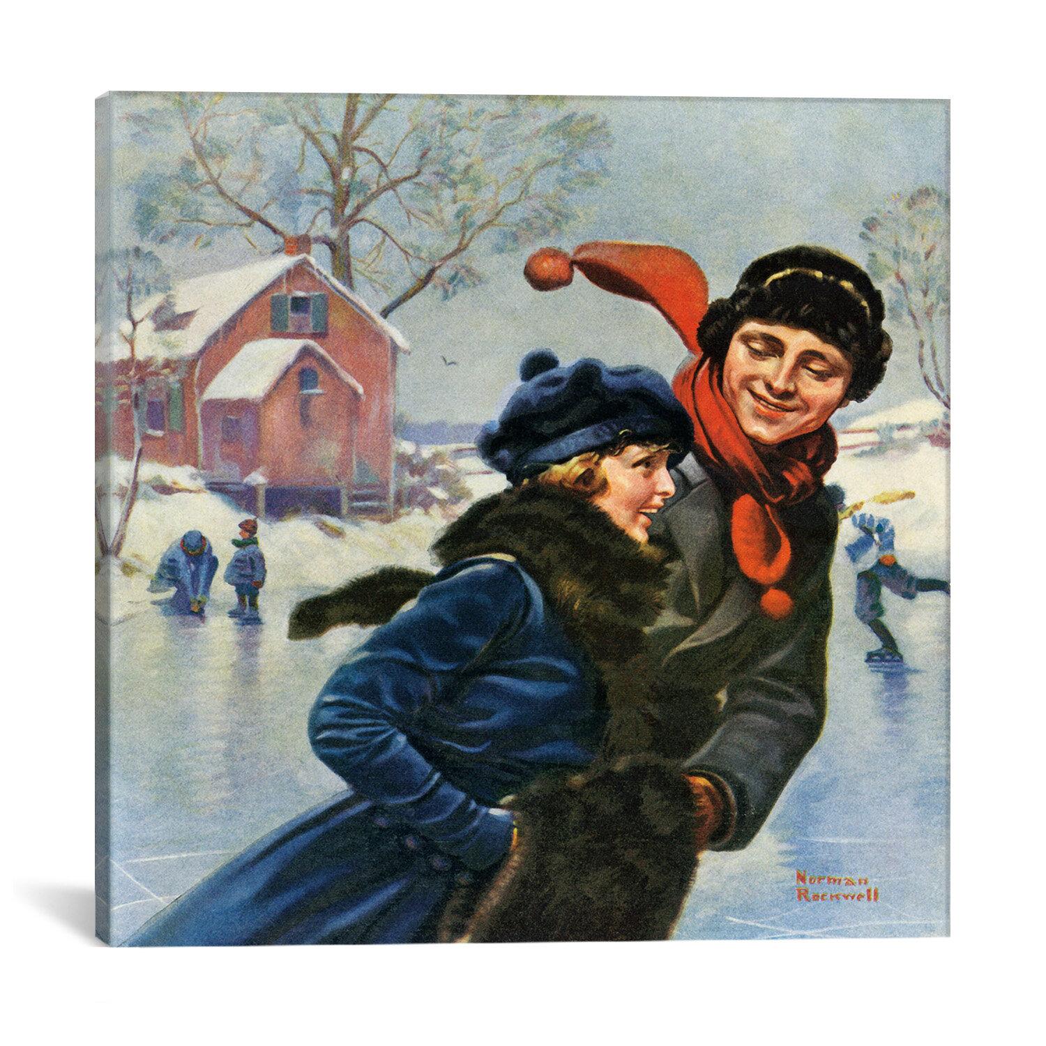1500x1500 The Holiday Aisle® Couple Ice Skating By Norman Rockwell Wrapped Canvas Giclée On Canvas