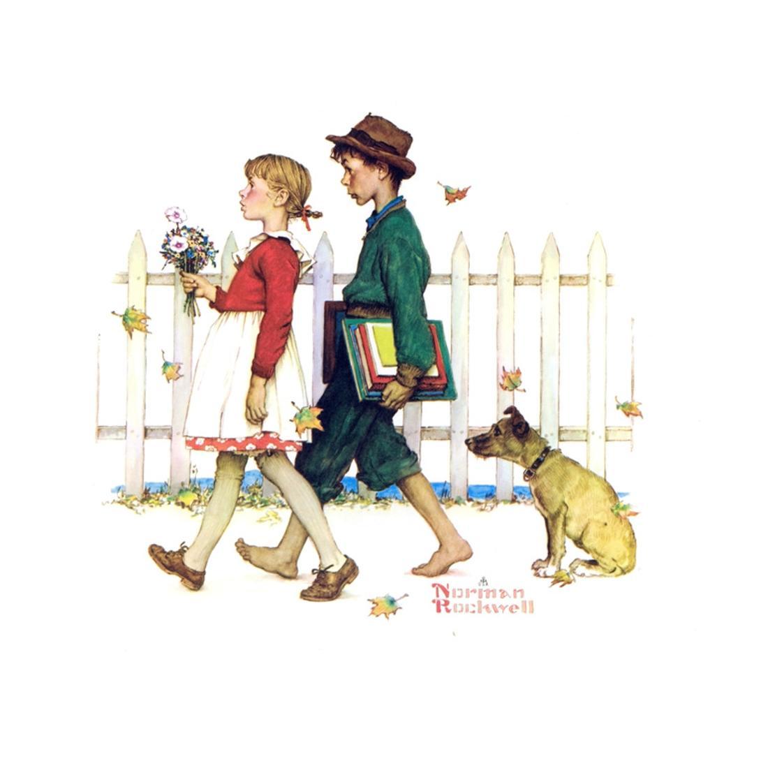 1100x1100 Young Love: Walking to School Print Wall Art By Norman