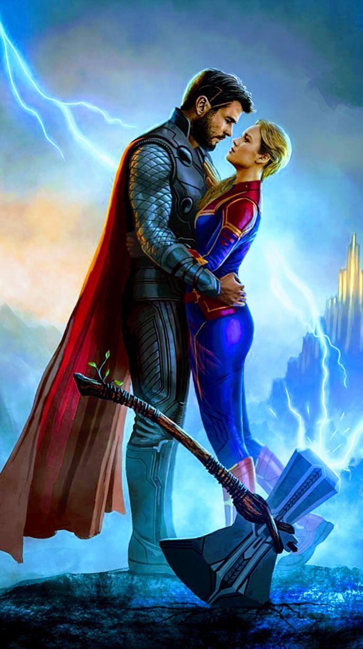 750x1339 ⚜️PrO_RaZe⚜️Thor & Captain Marvel HD Phone Wallpaper. Marvel superheroes, Marvel superhero posters, Marvel photo