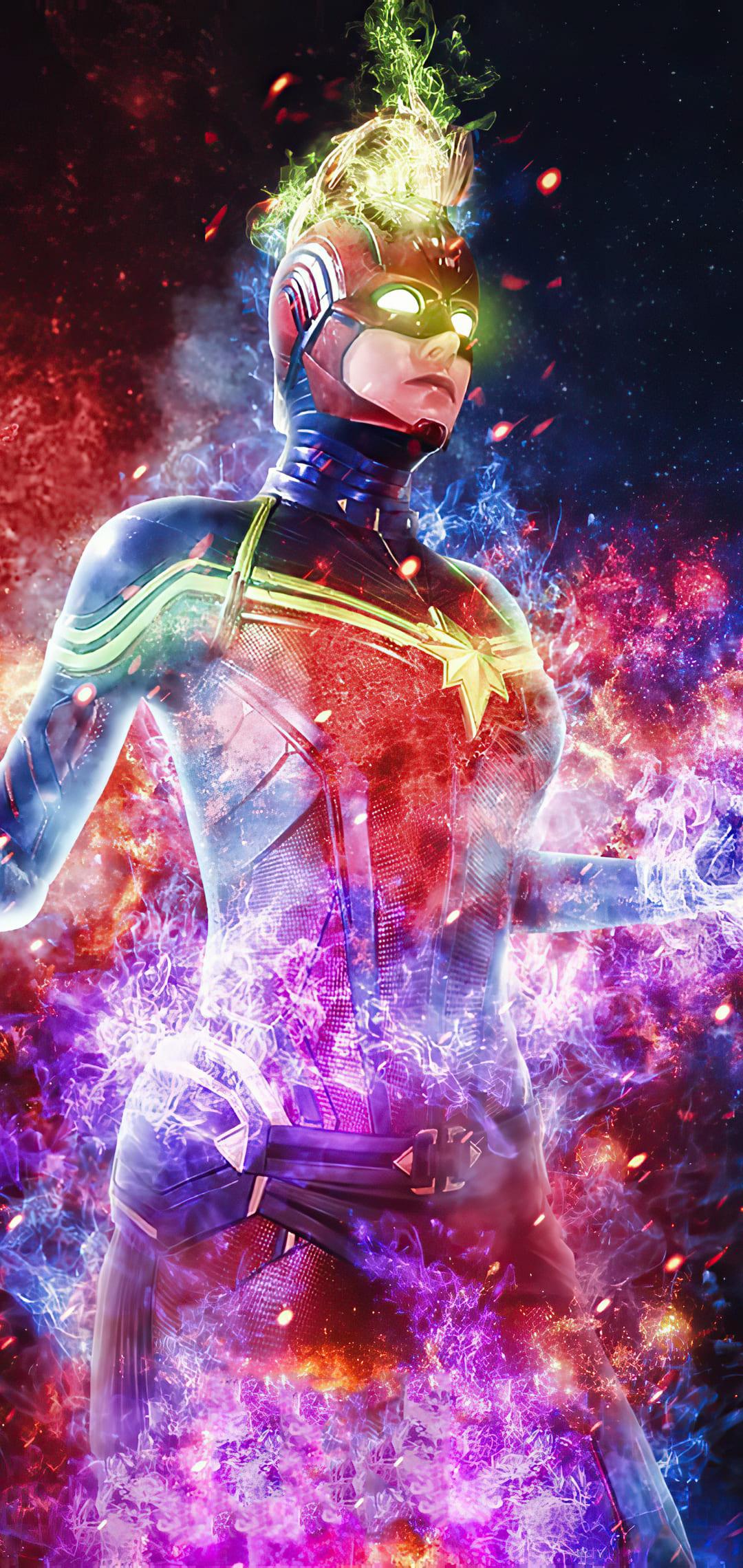 1080x2280 Captain Marvel Wallpaper