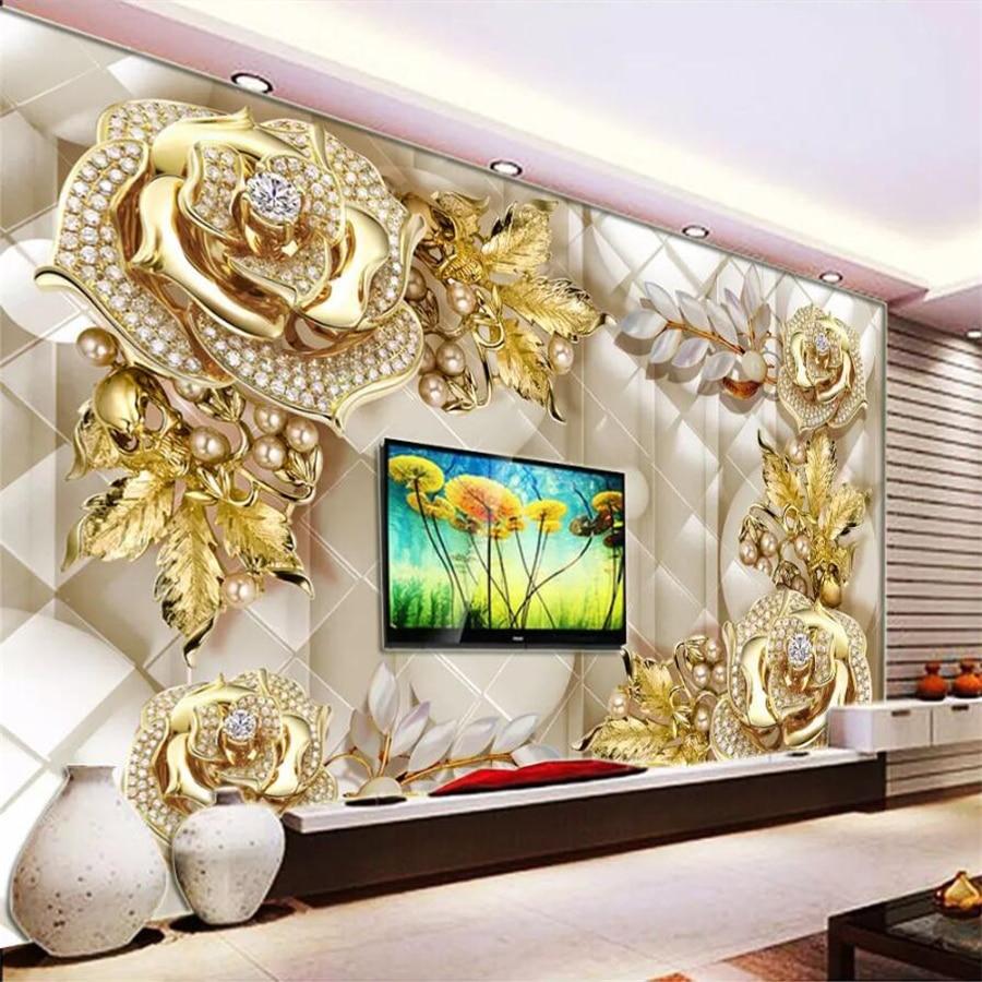 900x900 beibehang Custom wallpaper 3D mural luxury gold jewelry flower soft bag jewelry TV background wall living room wallpaper mural. living room wallpaper. room wallpaperlive wallpaper