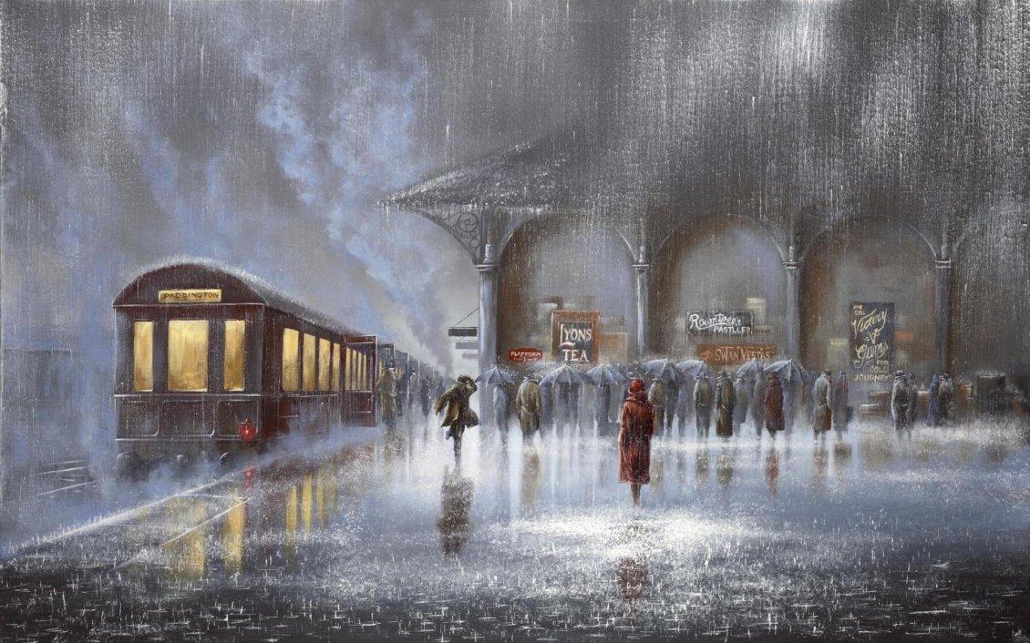1130x706 Rainy day painting people in the rain station