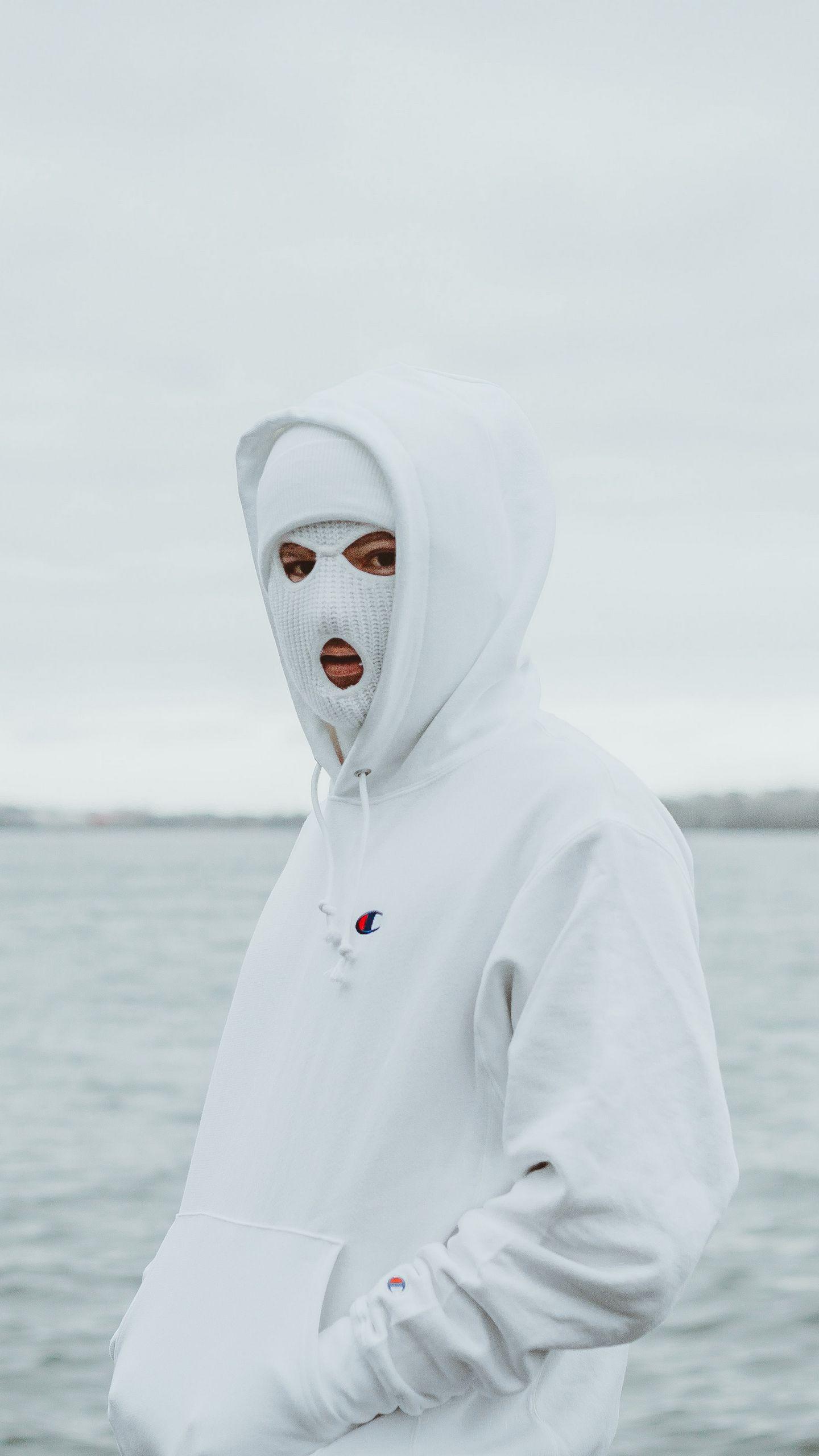 1440x2560 Download wallpaper 1440x2560 mask, balaclava, hood, white qhd samsung galaxy s s edge, note, lg g4 HD background
