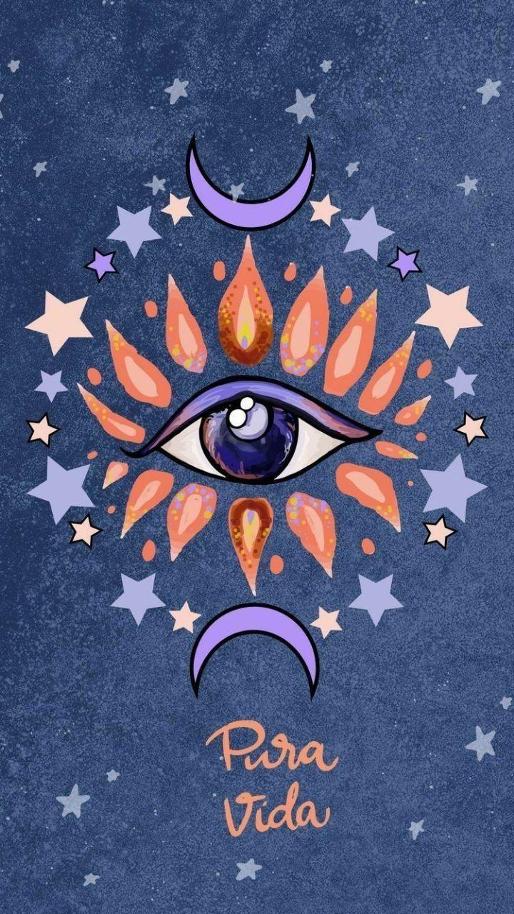 720x1280 Celestial iPhone wallpaper moon & stars. Hippie art, Art, Psychedelic art