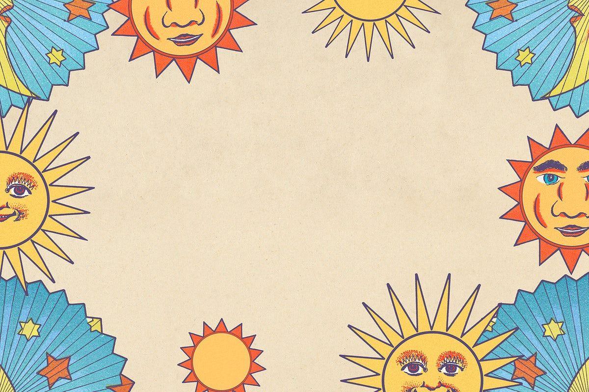 1200x800 Vintage celestial sun moon and stars frame design element. free image by rawpixel.com / Kappy Kappy. Star illustration, Free illustrations, Art drawings simple