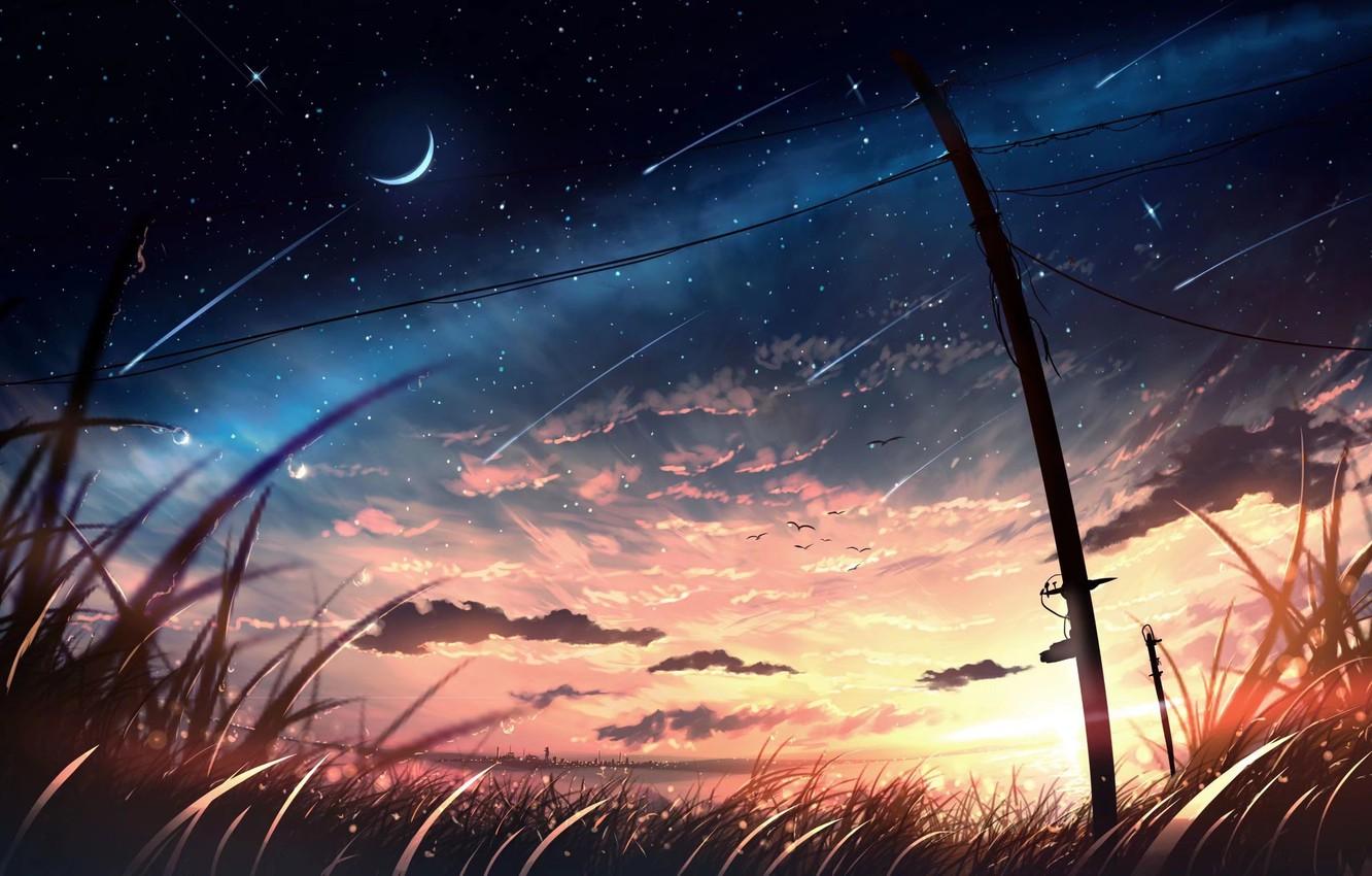 1332x850 Wallpaper the sky, the sun, stars, sunset, nature, Crescent image for desktop, section арт