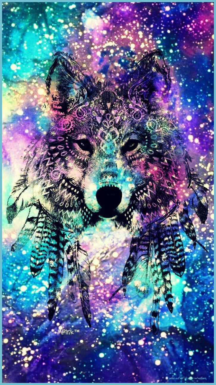 727x1293 Galaxy Wolf Rainbow Wallpaper Wolf Night Sky Galaxy Cool Wallpaper