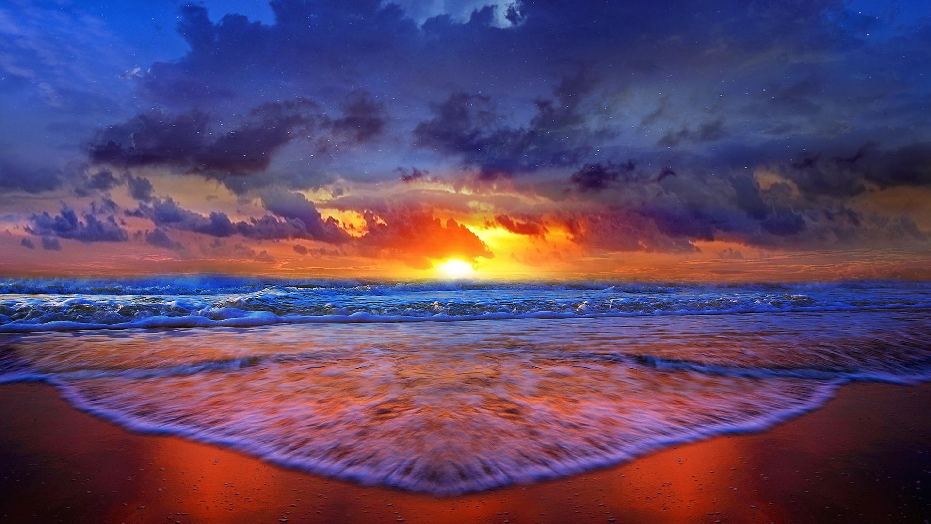 1920x1080 Beach Sunset HD Wallpaper