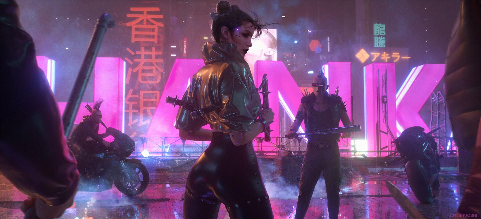 1920x877 Cyberpunk wallpaper, bikes, women, Asian, futuristic, science fiction • Wallpaper For You HD Wallpaper For Desktop & Mobile
