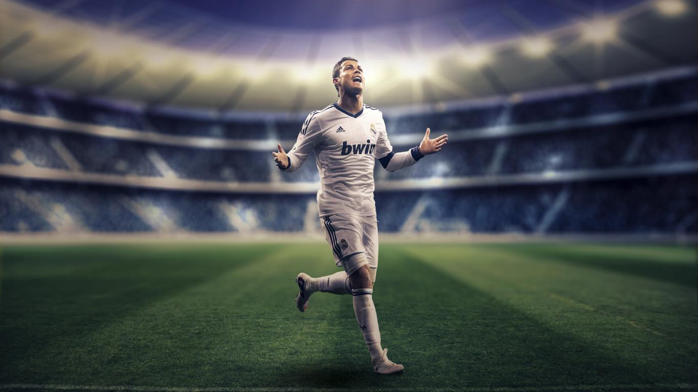 1366x768 Download wallpaper: Cristiano Ronaldo for Real Madrid 1366x768