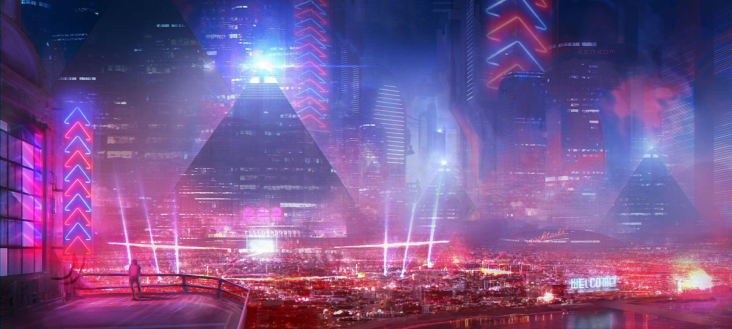 2400x1080 Wallpaper 4k Futuristic City
