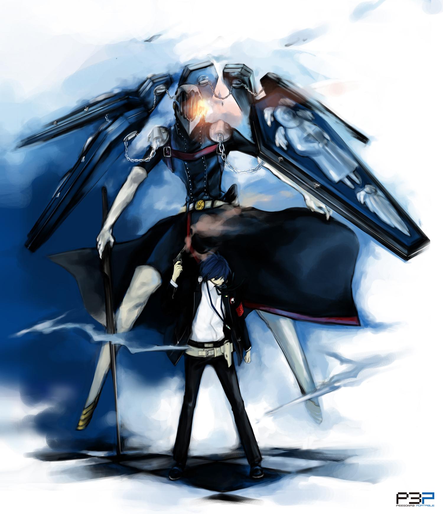 1500x1737 yuuki makoto and thanatos (persona and 2 more) drawn by ruin_(fukkihm)