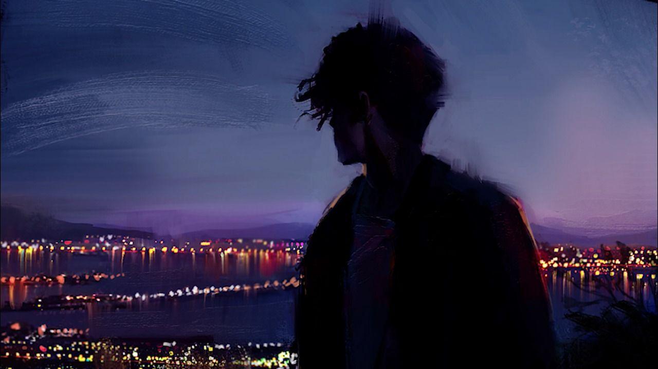 1280x719 Art sunset boy. Light background image, Alone boy wallpaper, Aesthetic pastel wallpaper