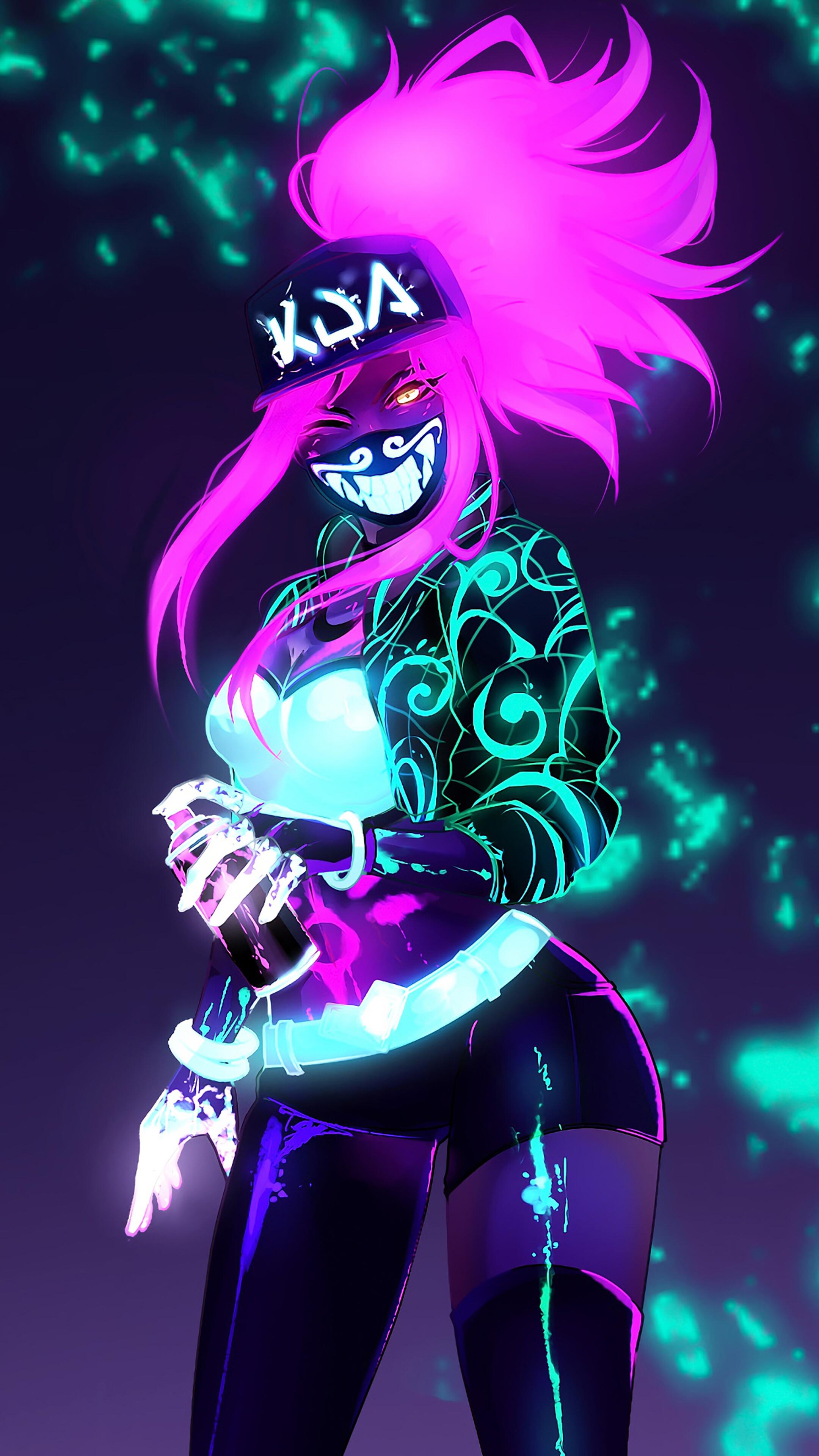 2160x3840 Akali, LoL, K DA, Neon, Mask, 4K Phone HD Wallpaper, Image, Background, Photo And Picture. Mocah HD Wallpaper