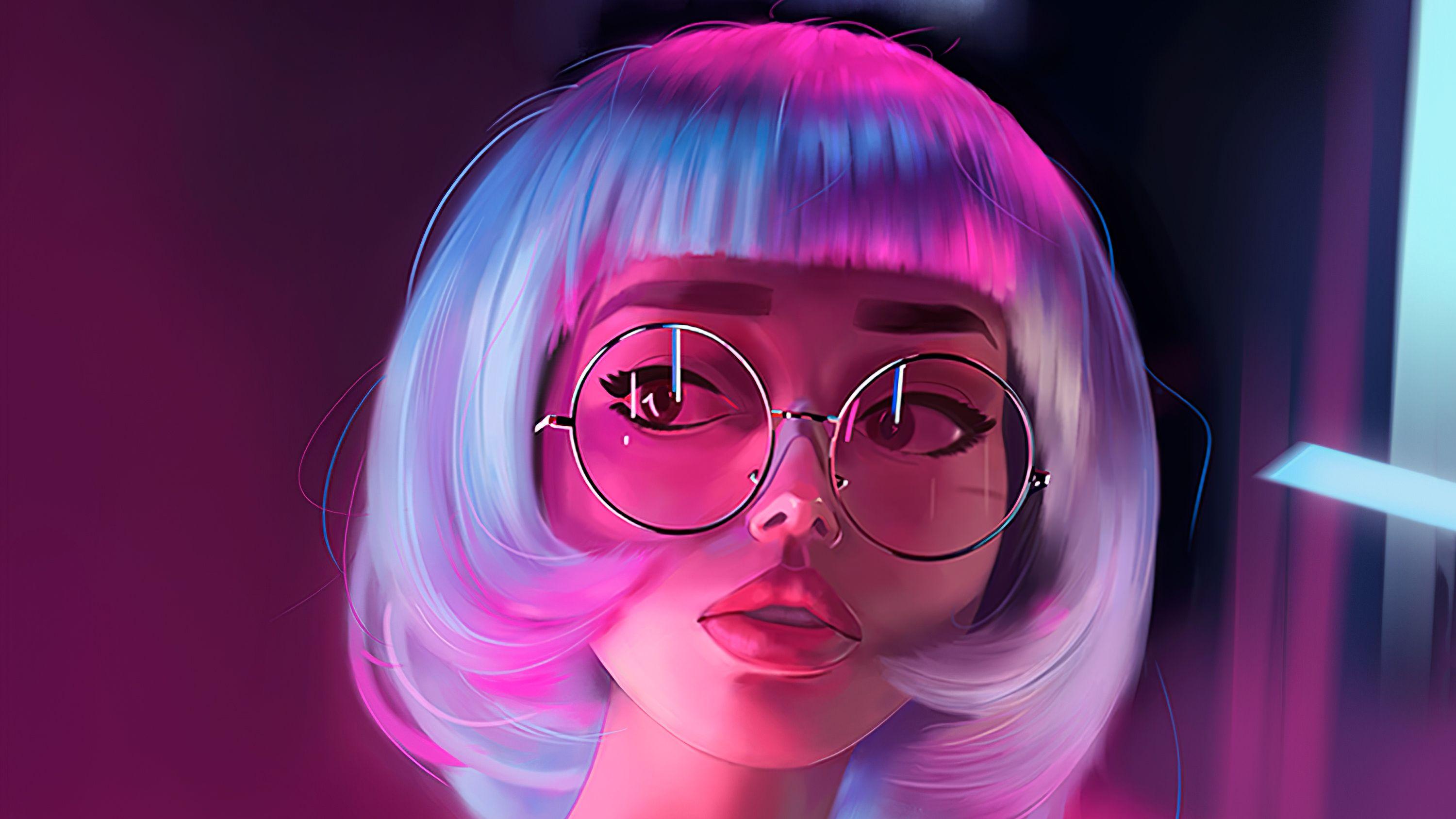3000x1687 Neon Girl HD Wallpaper
