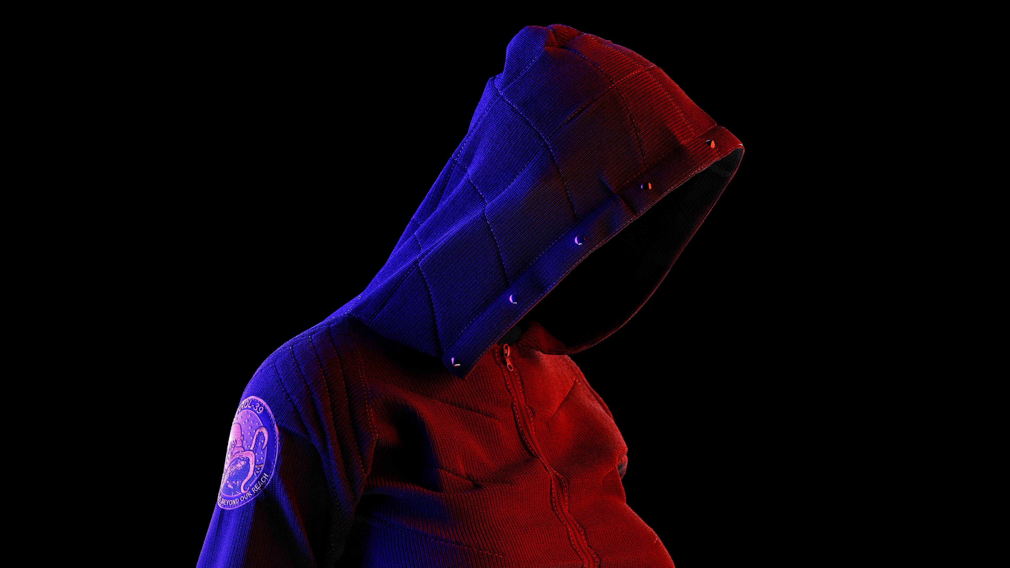3840x2160 CGi Digital Neon Patch Cotton Hoods Portrait Rendering Render Ghost Hacking Wallpaper:3840x2160