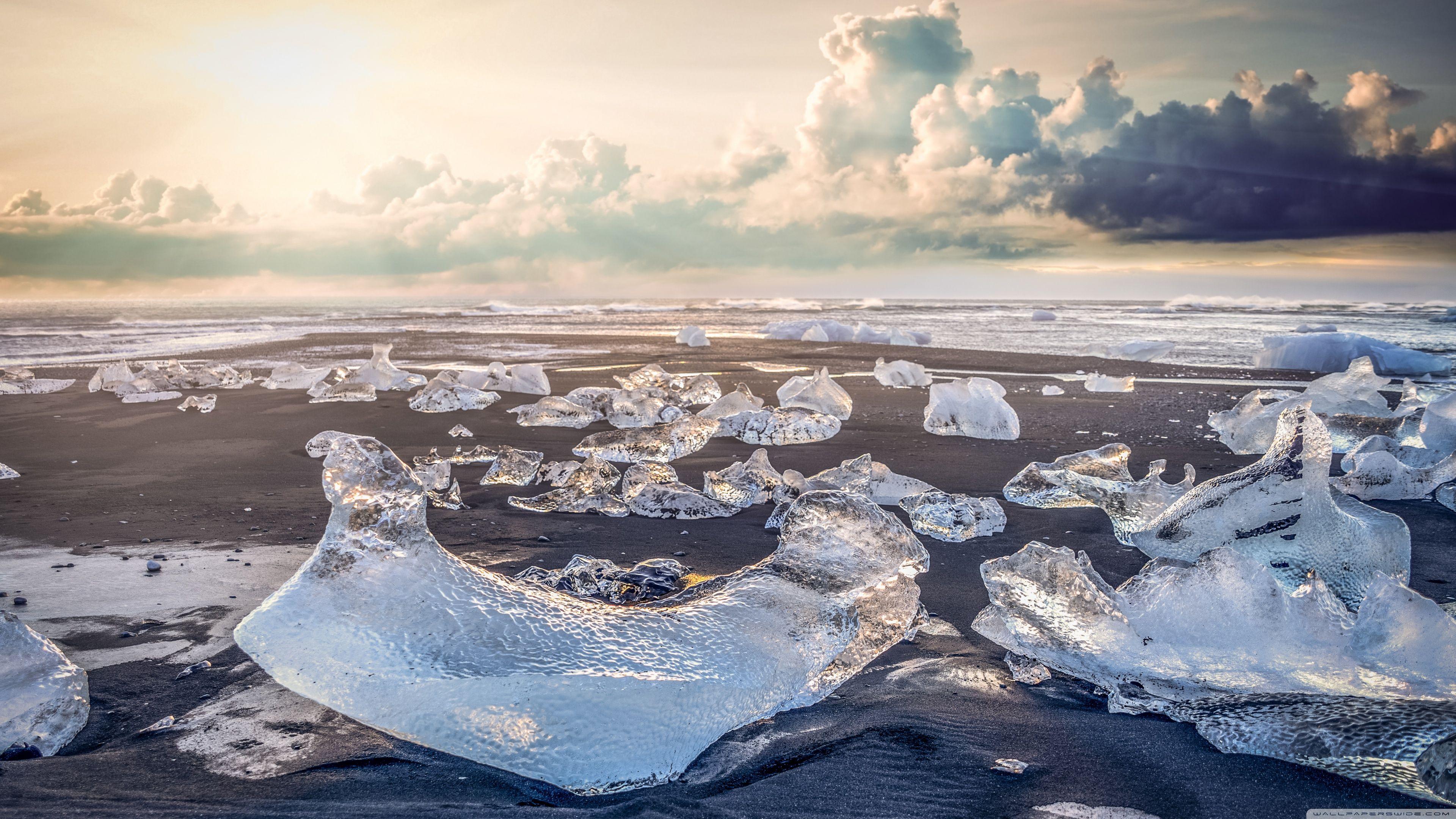 3840x2160 Jokulsarlon Ice Beach, Iceland ❤ 4K HD Desktop Wallpaper for 4K
