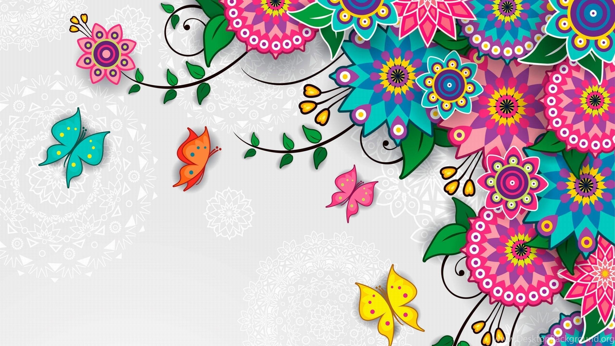 2560x1440 Flowers Pattern Vector Art Background Wallpaper HD Download Desktop Background