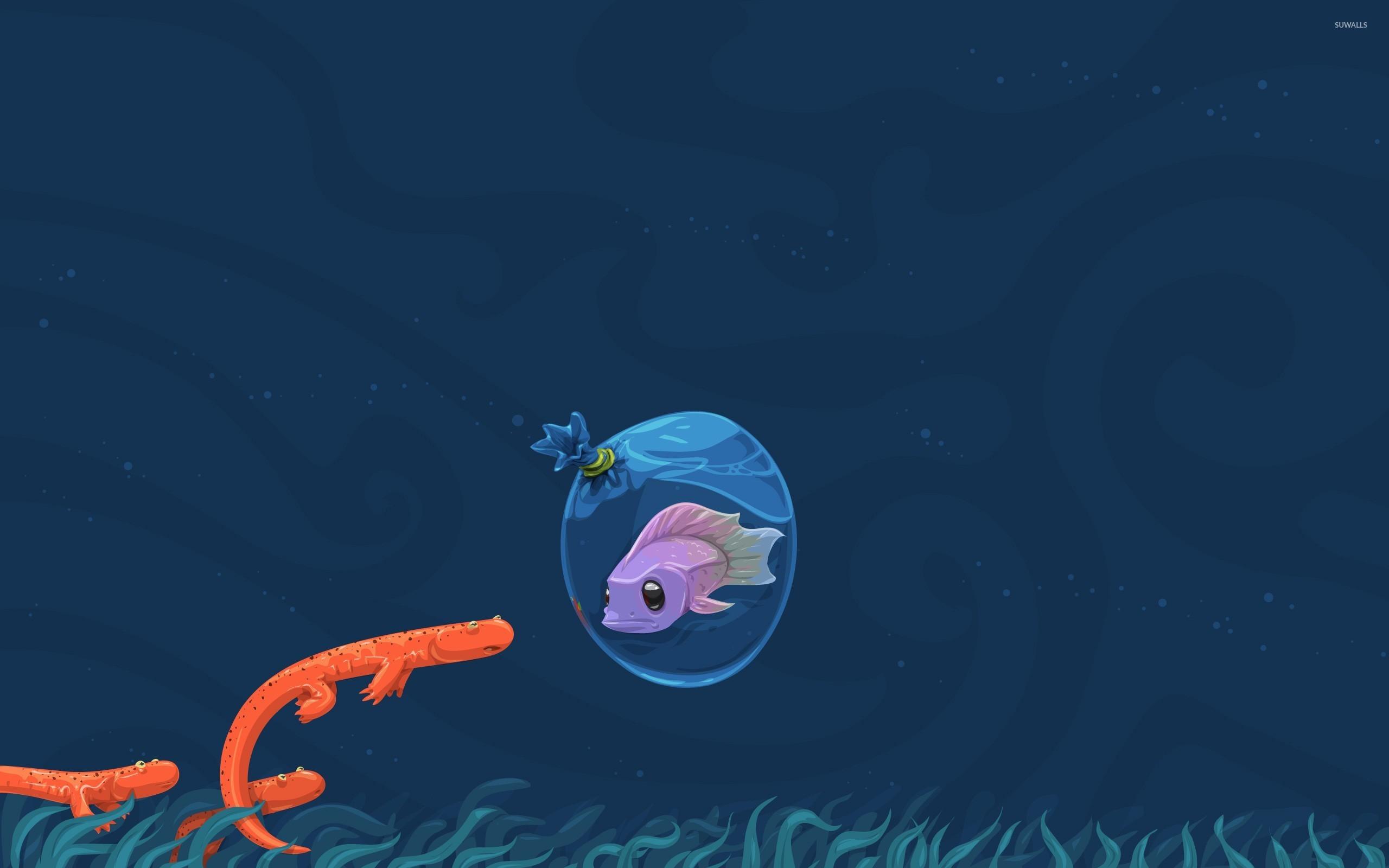 2560x1600 Fish in a bag wallpaper wallpaper
