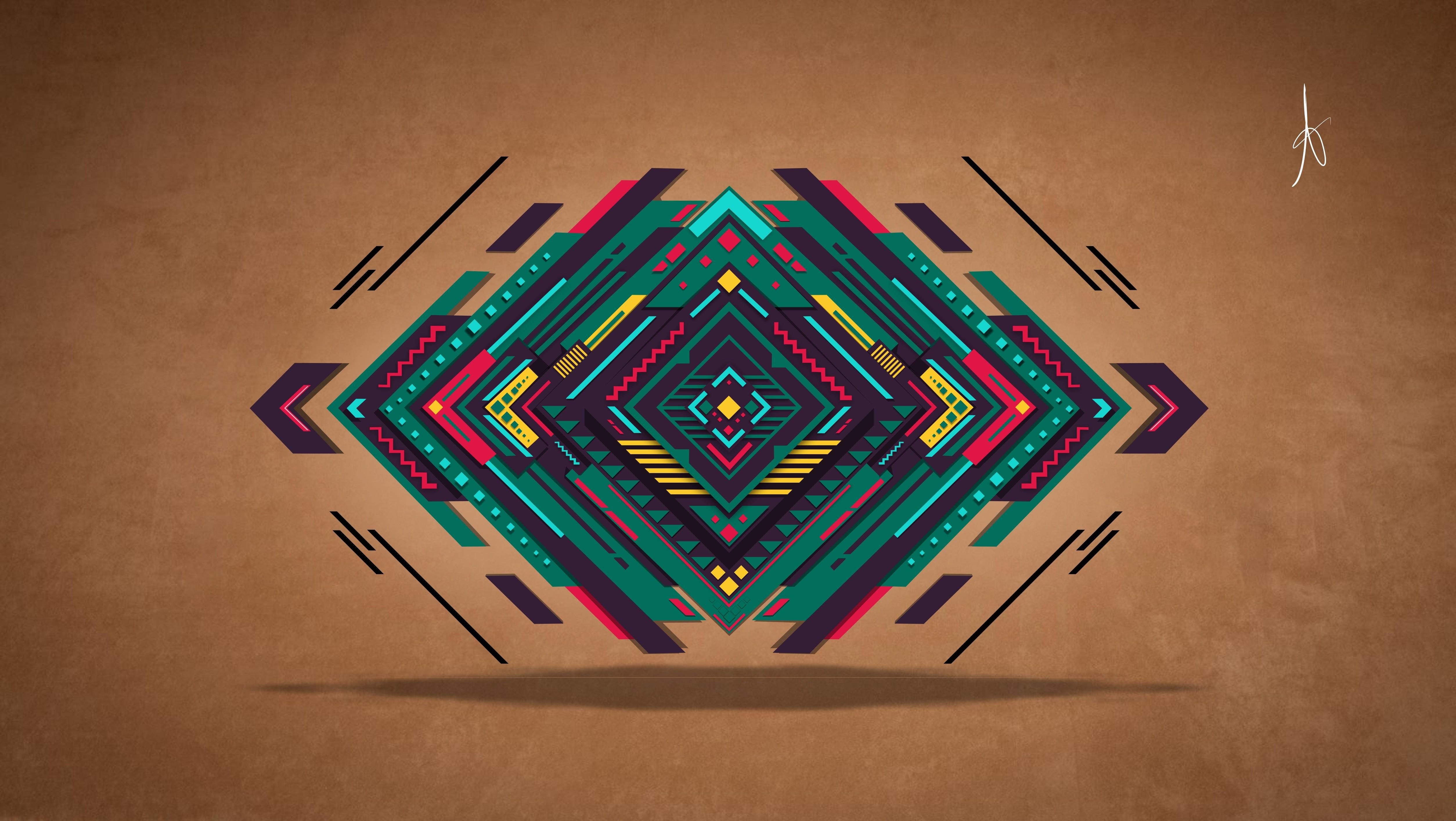 5016x2827 #vector, #digital art, #abstract, #colorful, #graphic design, #geometry, #triangle, wallpaper HD Wallpaper