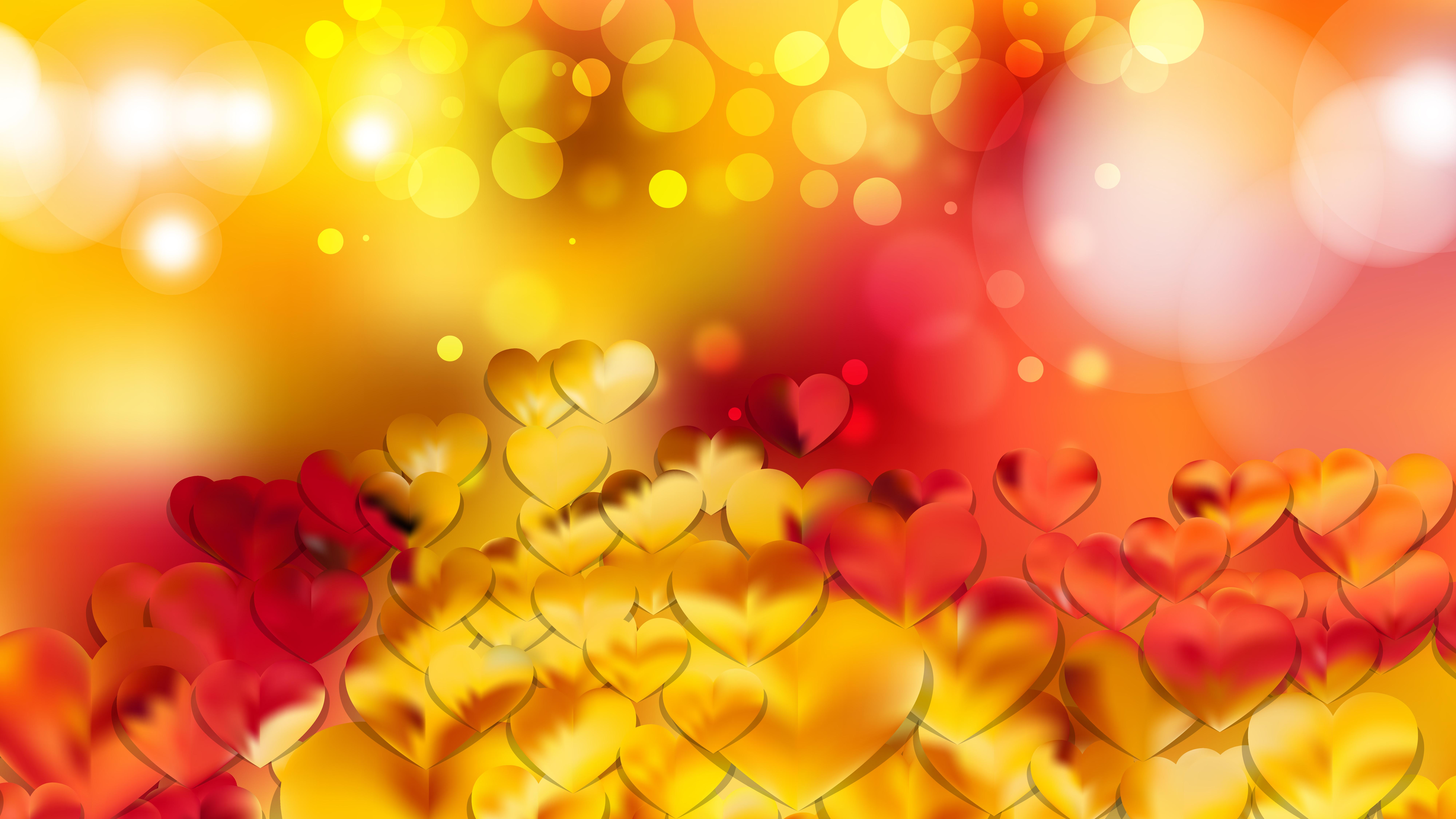 8000x4500 Free Red and Yellow Heart Wallpaper Background Vector Art