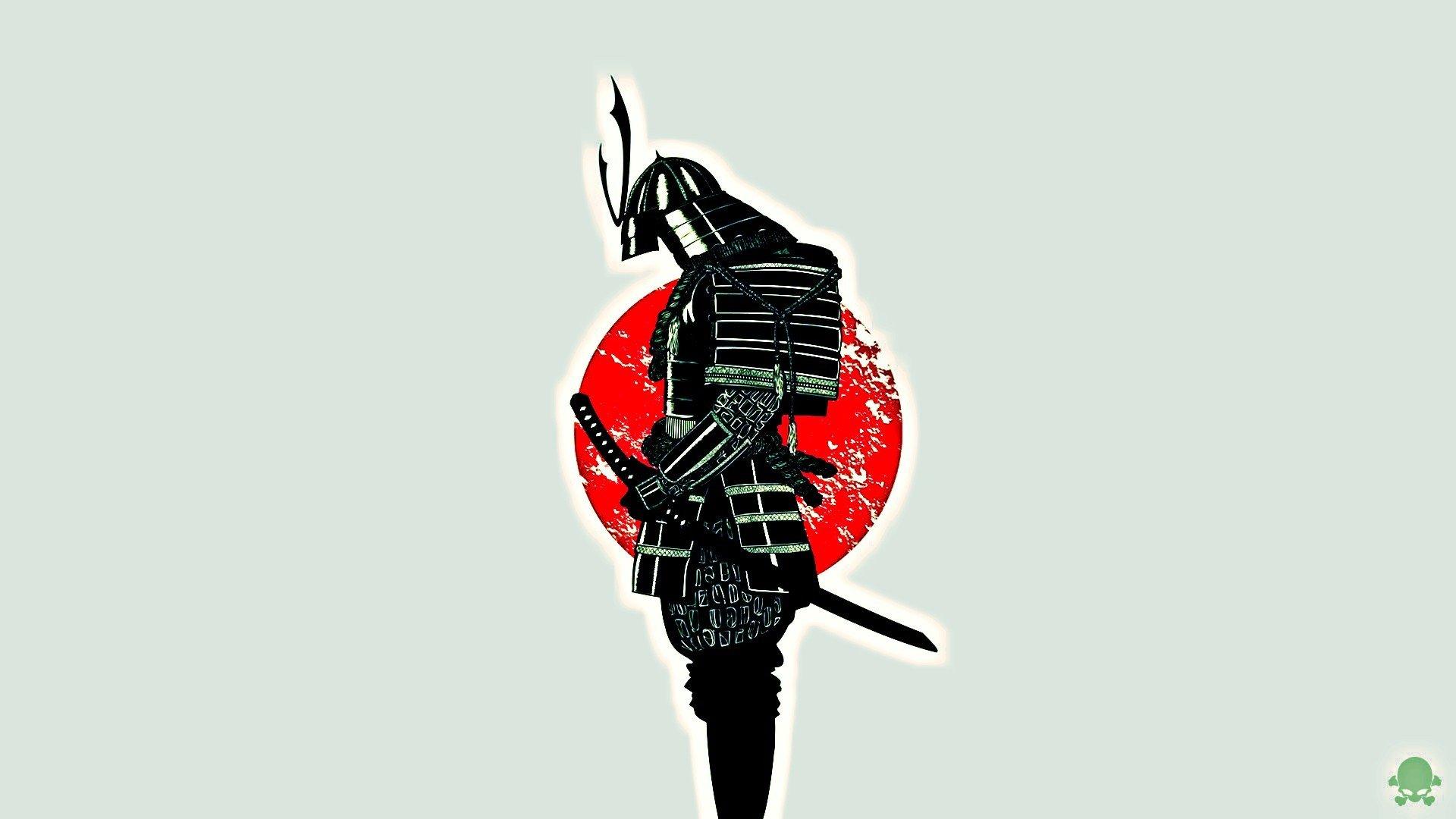 1920x1080 samurai, Minimalism, Japan, Flag Wallpaper HD / Desktop and Mobile Background