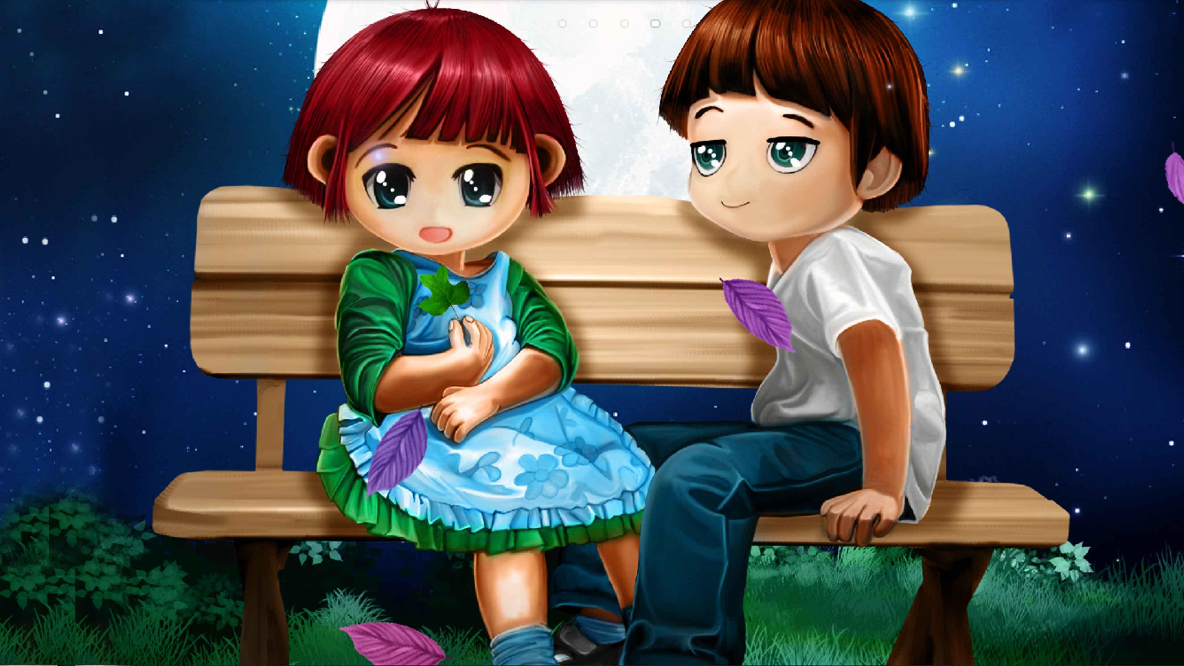 3840x2160 Cartoon Love Wallpaper