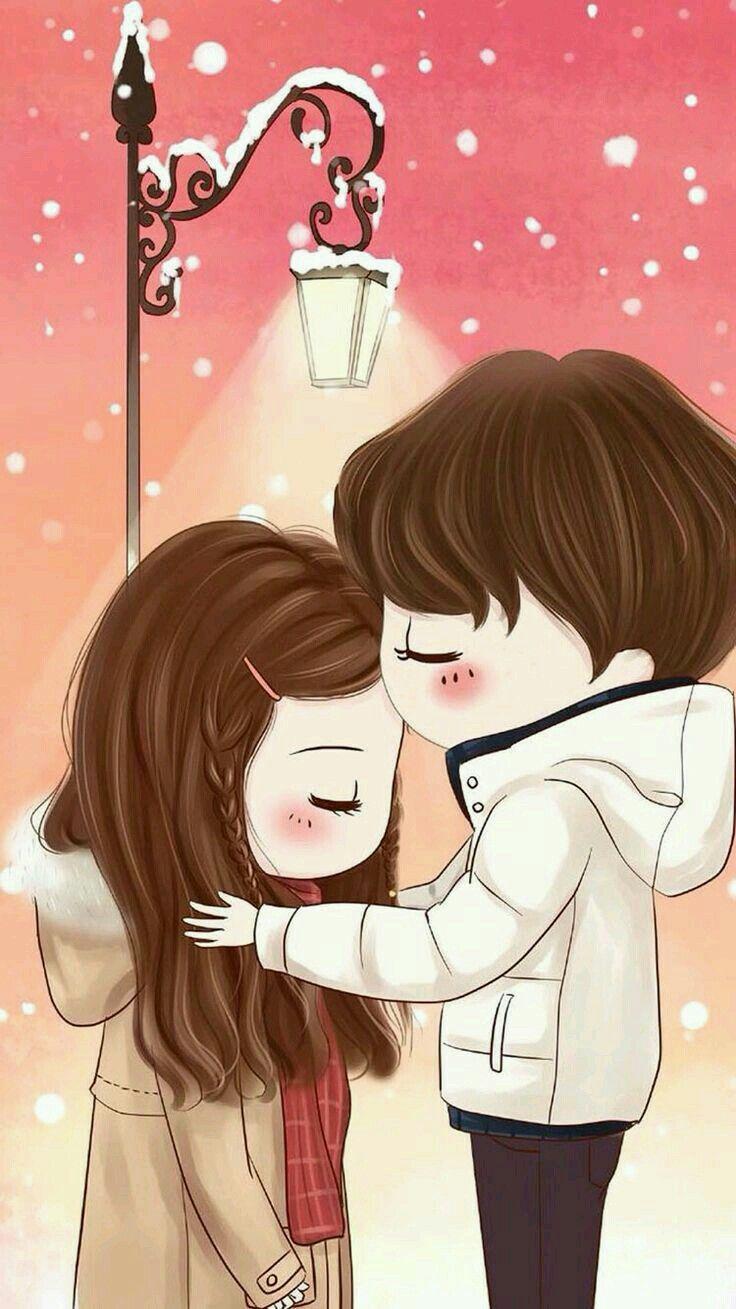 736x1309 Cartoon Anime Couple Wallpaper