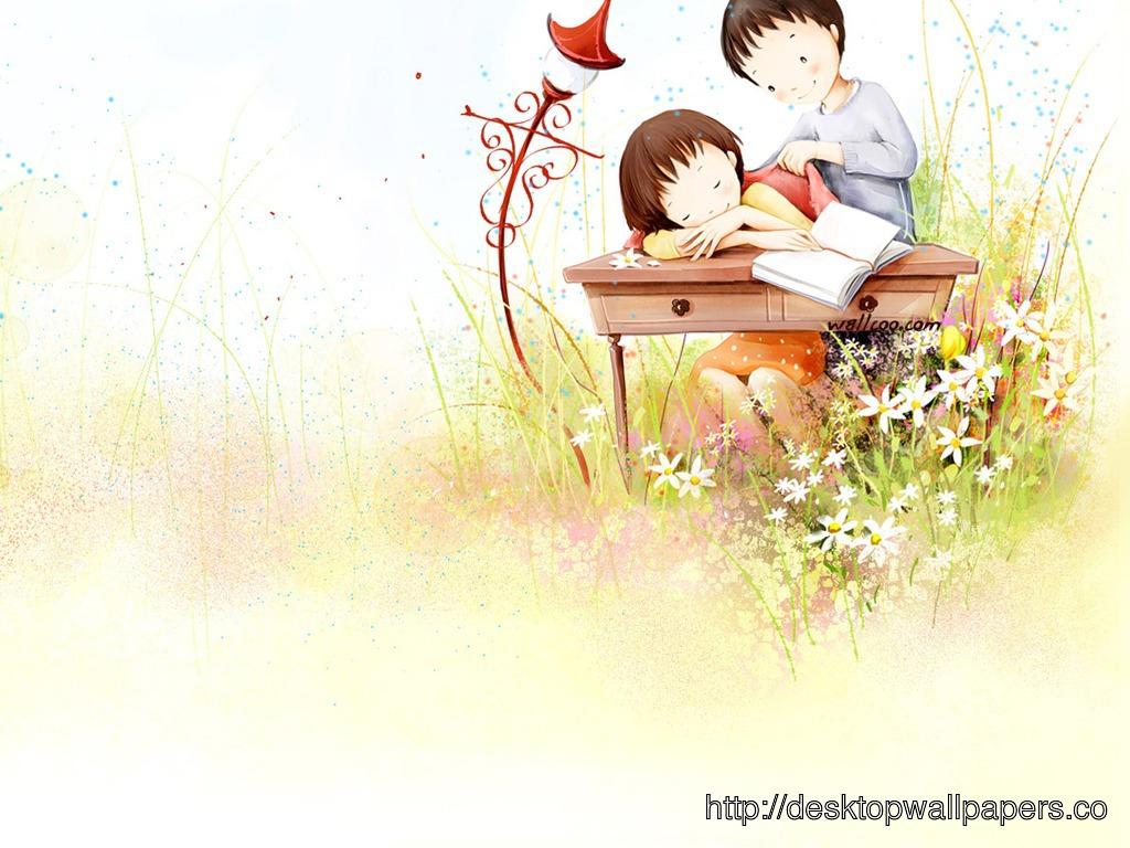 1024x768 Cartoon Love Couples