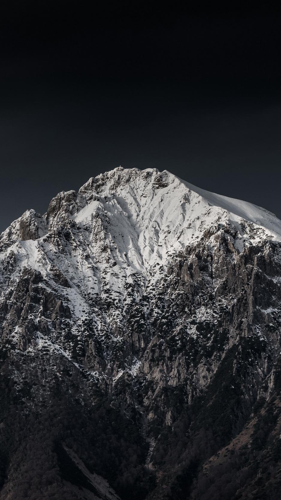 938x1668 Wallpaper Mountain, Peak, Snowy, Night, Italy Peak At Night