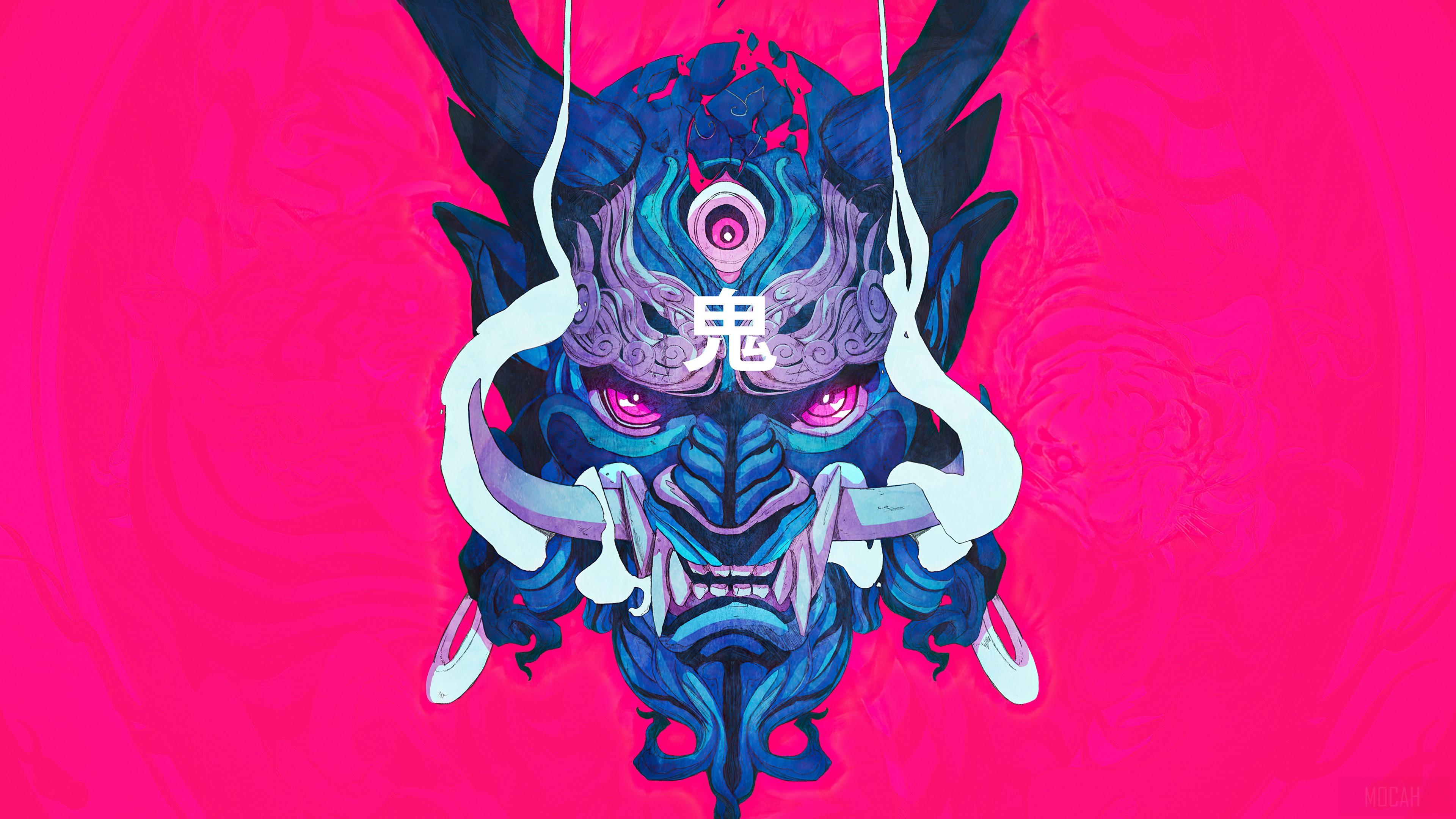 3840x2160 Oni Mask, Demon, Digital Art 4k wallpaper HD Wallpaper