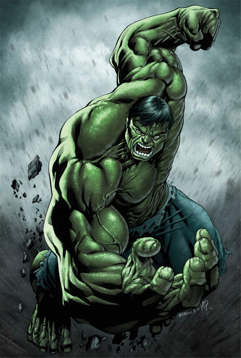 1000x1483 Artwcm Avengers Incredible HULK Oil Paintings Modern Canvas Prints Artwork Printed On Canvas Wall Art For Home Office Decorations 549 (Framed, 12x18inch): Posters & Prints