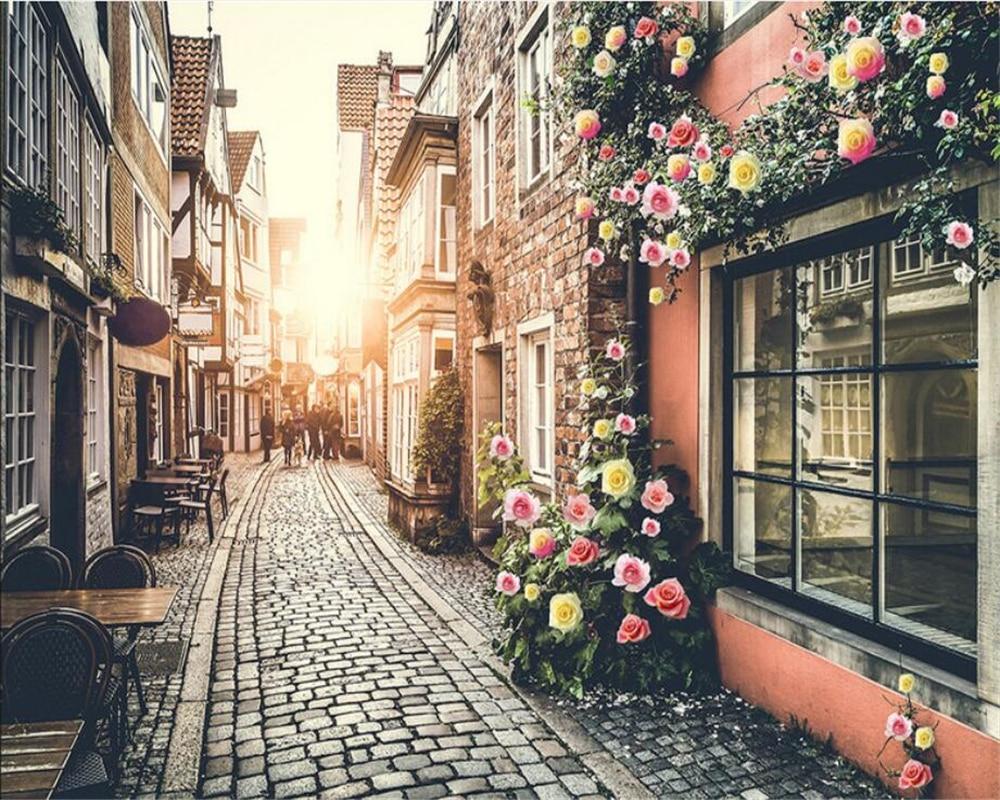1000x800 beibehang Wallpaper beautiful environment beautiful town beautiful romantic village nostalgic alley TV backdrop papel de parede. papel de parede. de paredewallpaper beautiful