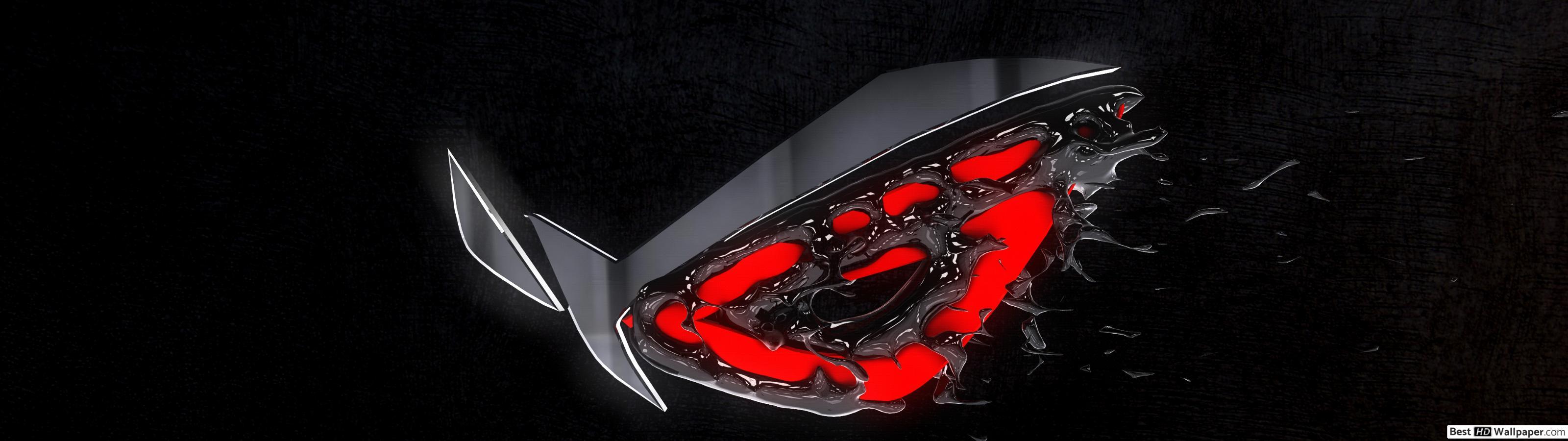3200x900 Asus ROG (Republic of Gamers) Dark Metal Logo HD wallpaper download